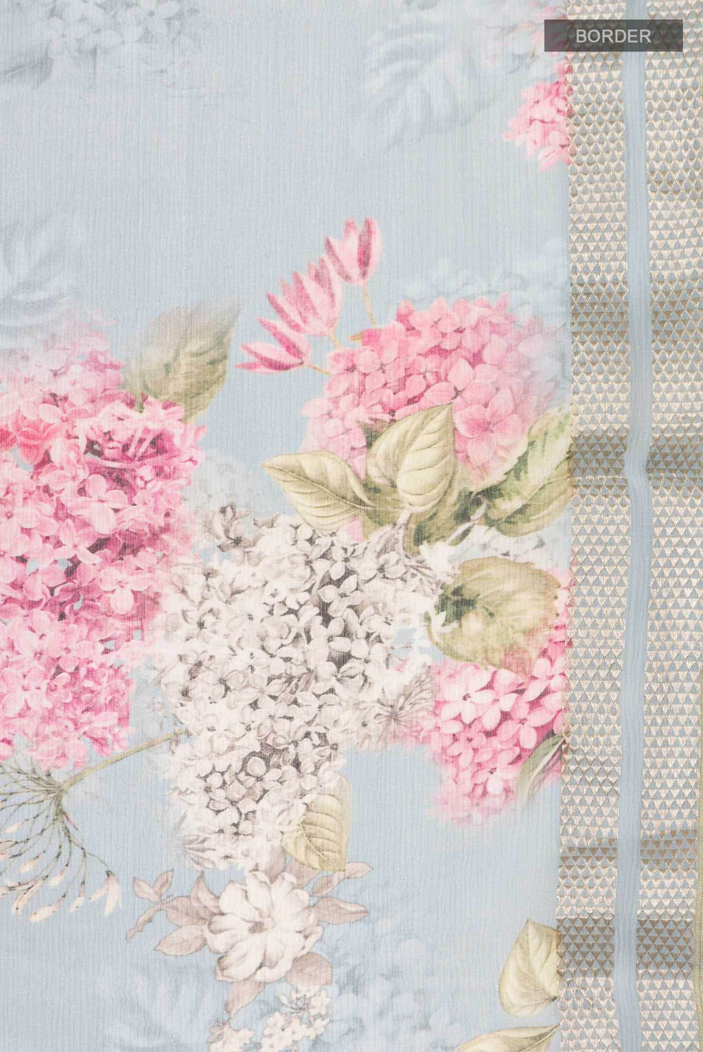 Blue Mysore Chiffon Saree