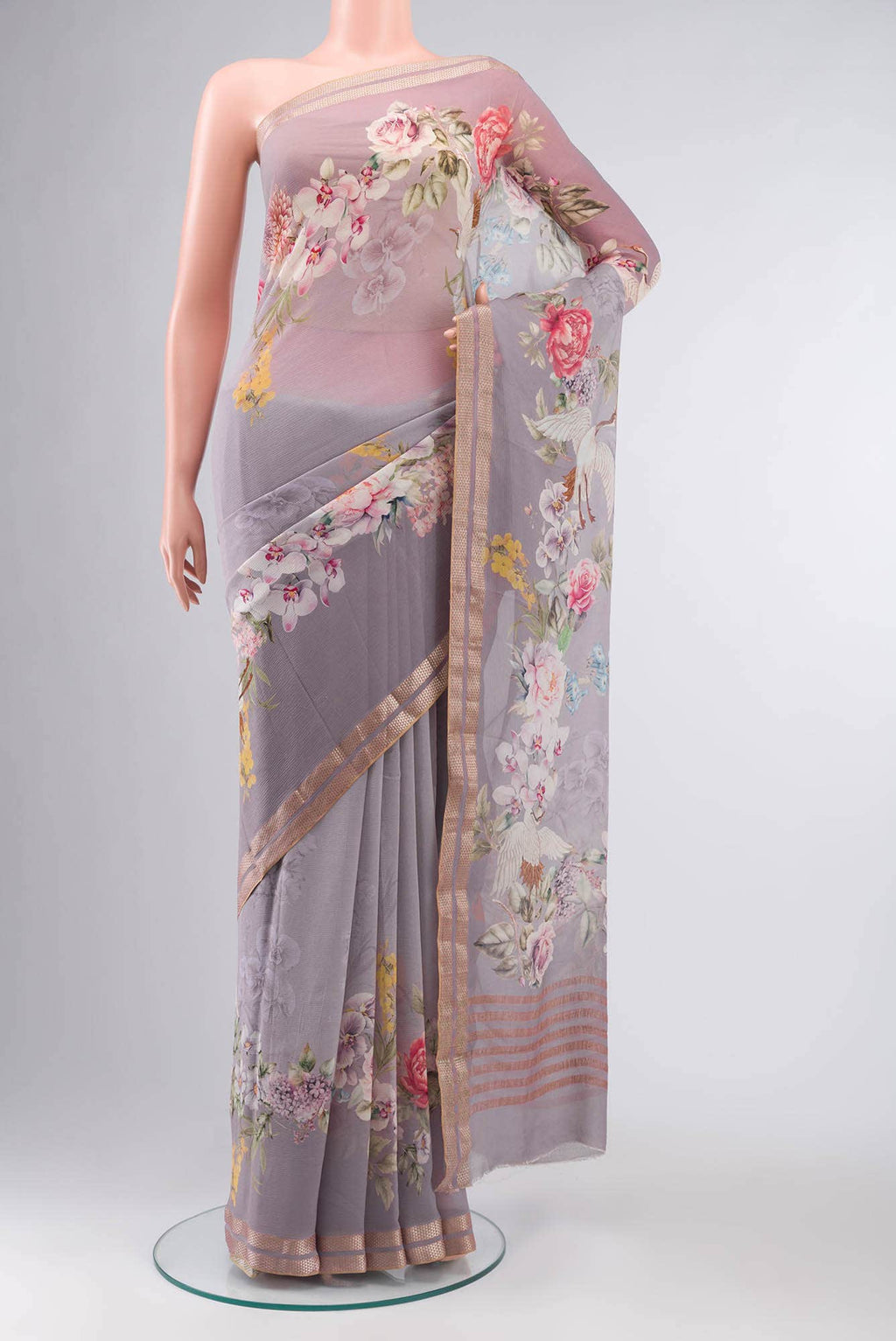 Lavender Mysore Chiffon Saree