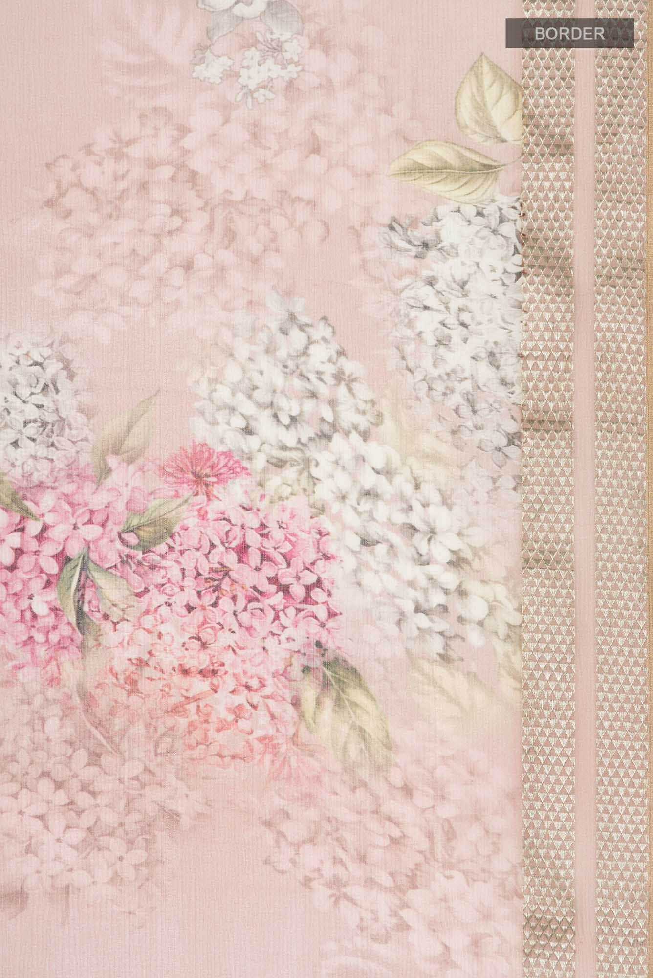 Peach Mysore Chiffon Saree