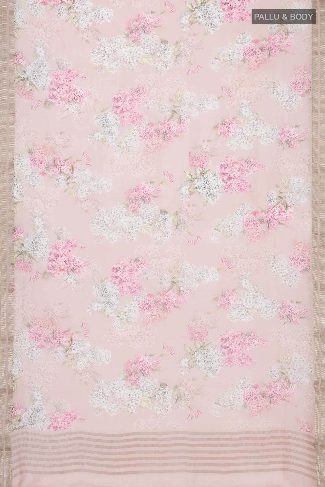 Peach Mysore Chiffon Saree