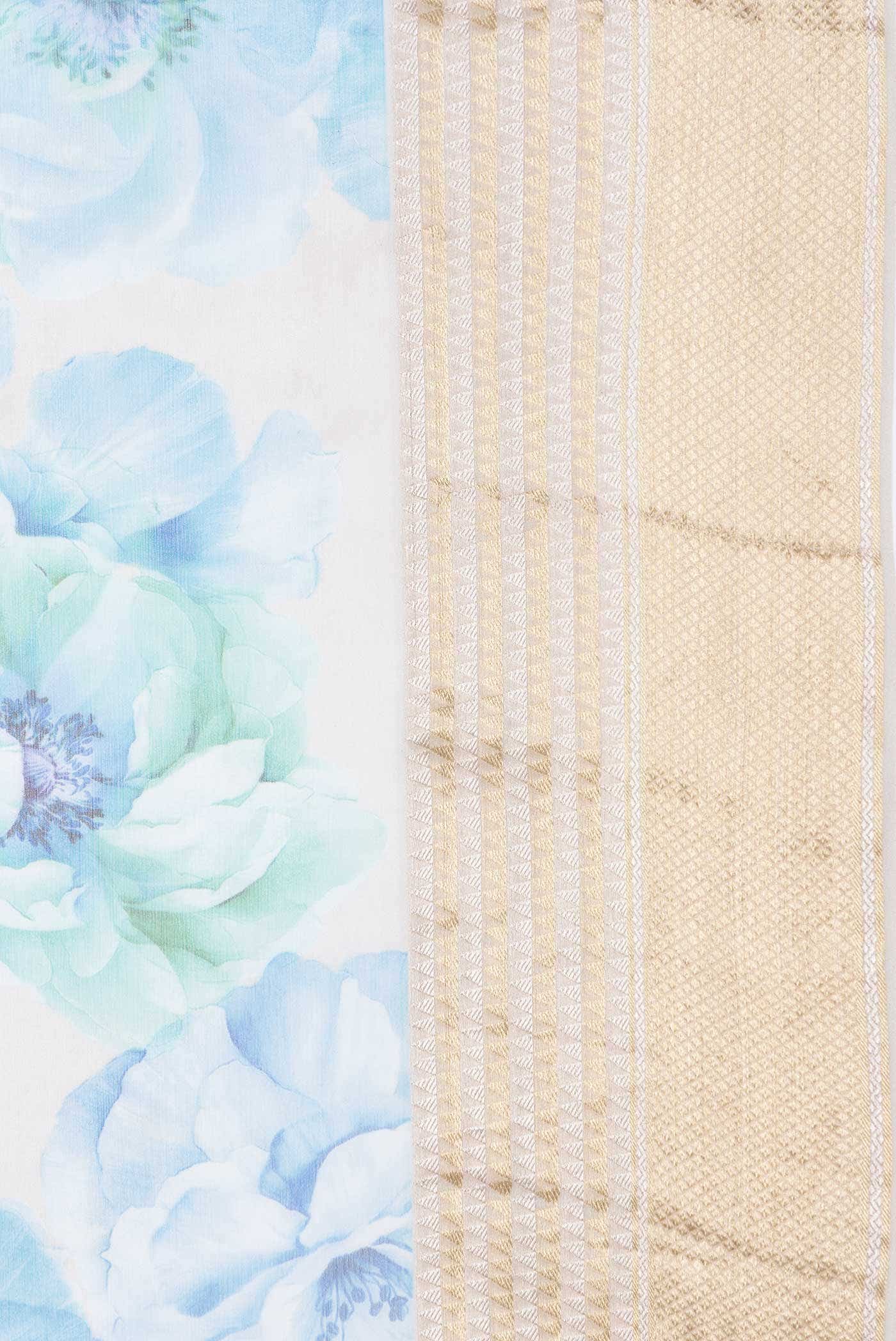 Light Blue Dual Tone Mysore Chiffon Saree