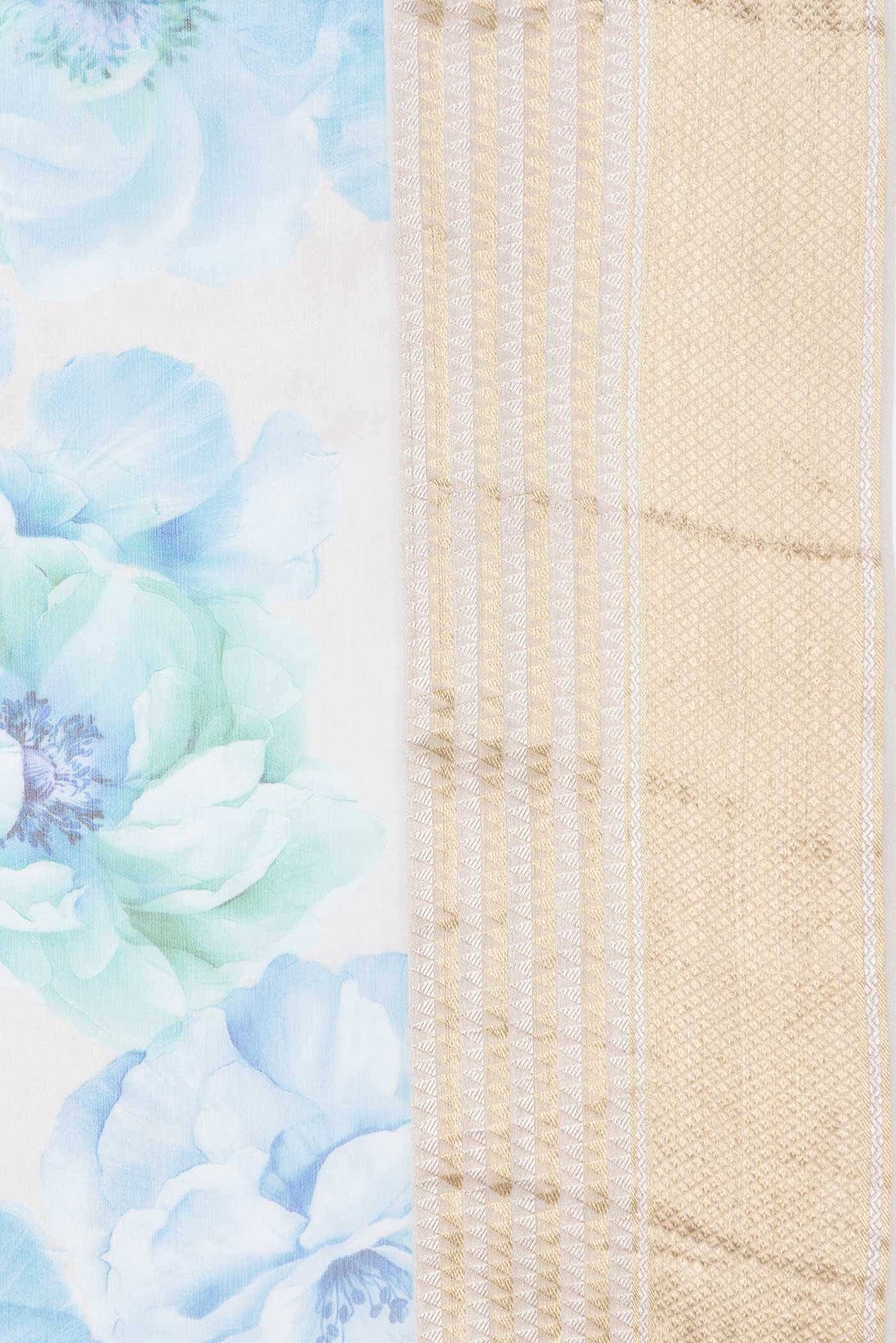 Light Blue Dual Tone Mysore Chiffon Saree
