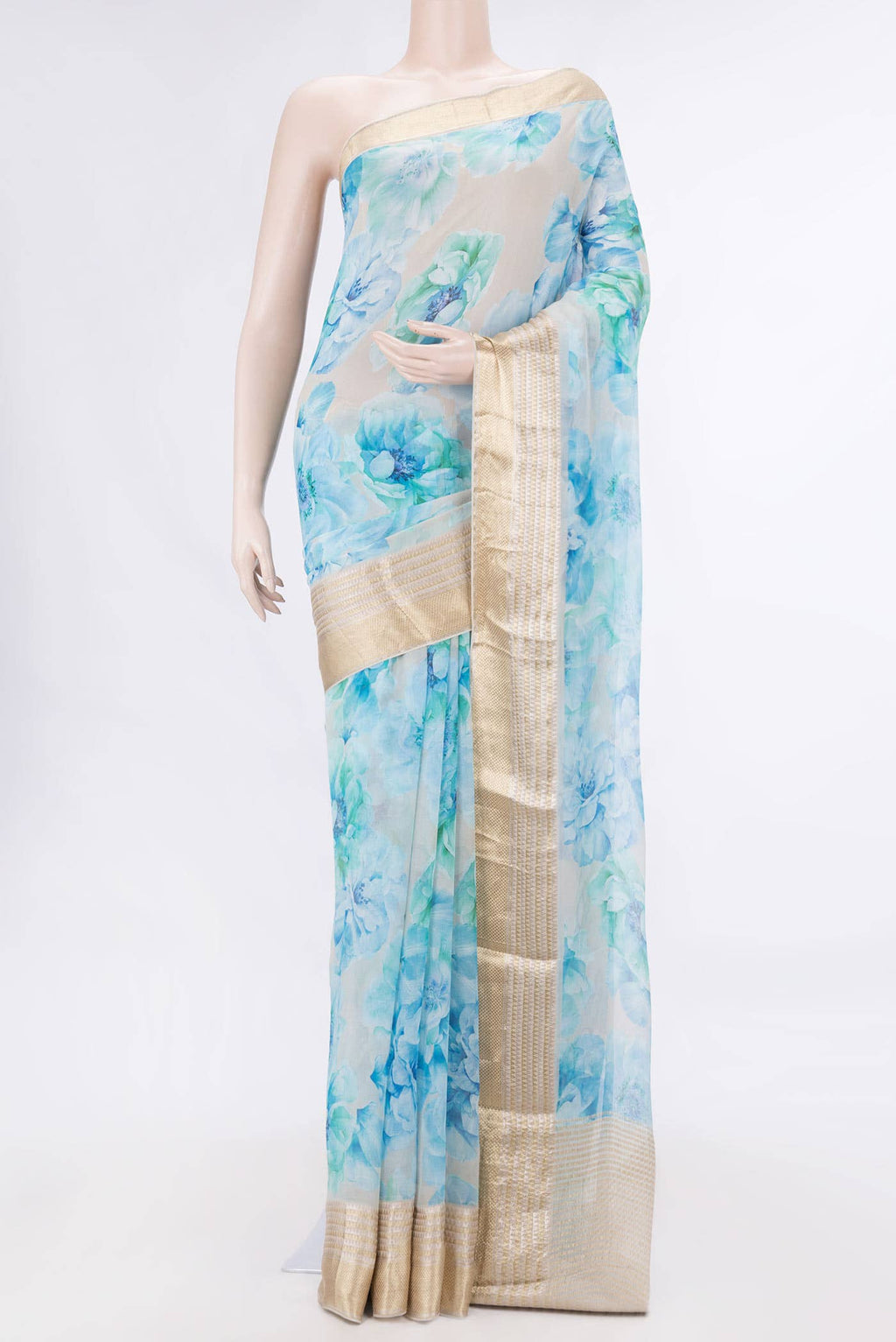 Light Blue Dual Tone Mysore Chiffon Saree