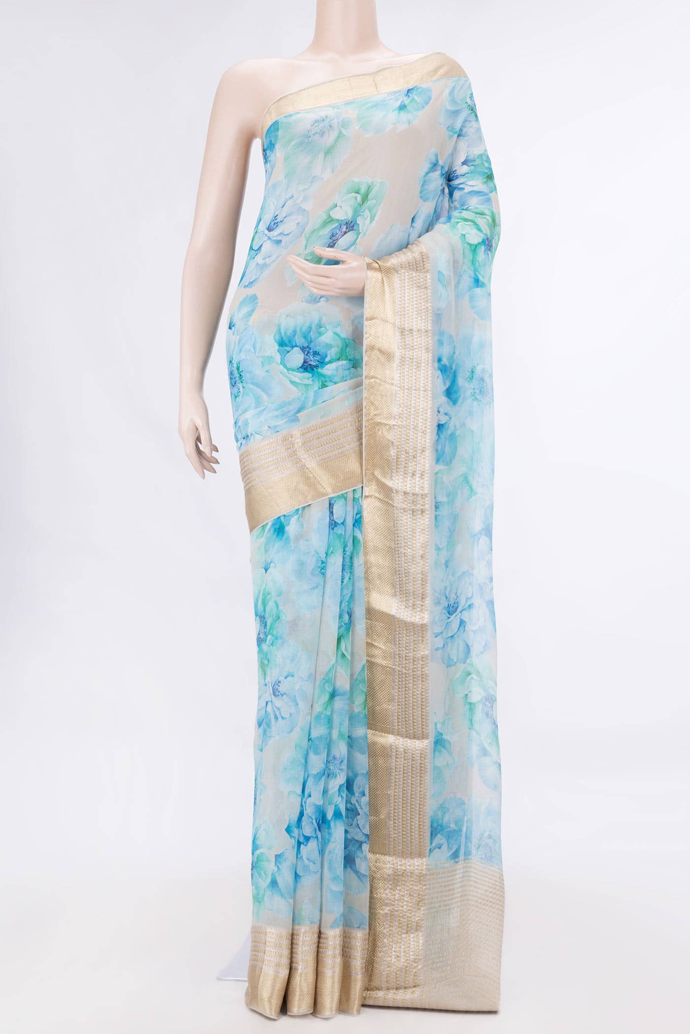 Light Blue Dual Tone Mysore Chiffon Saree