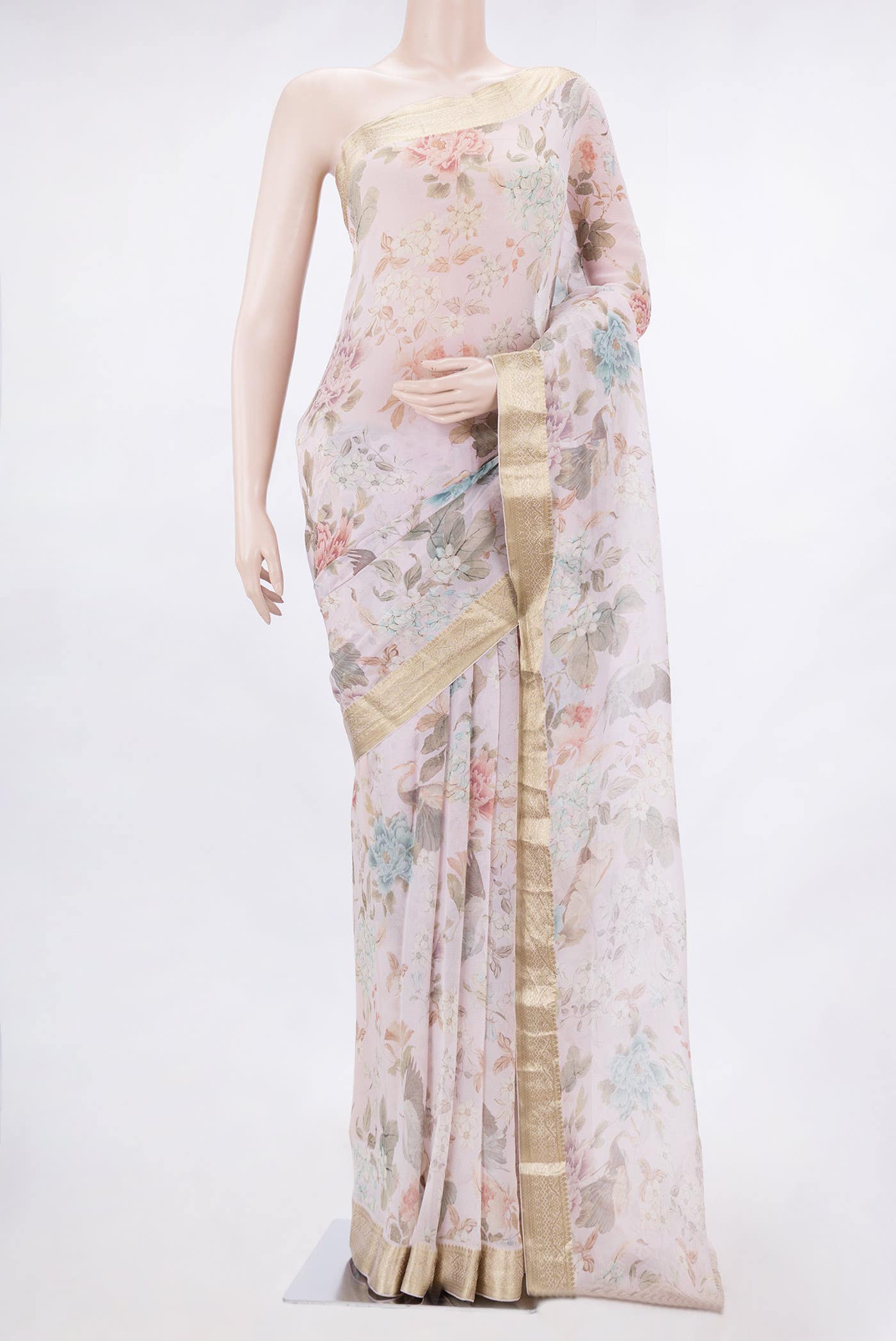 Pink Dual Tone Mysore Chiffon Saree