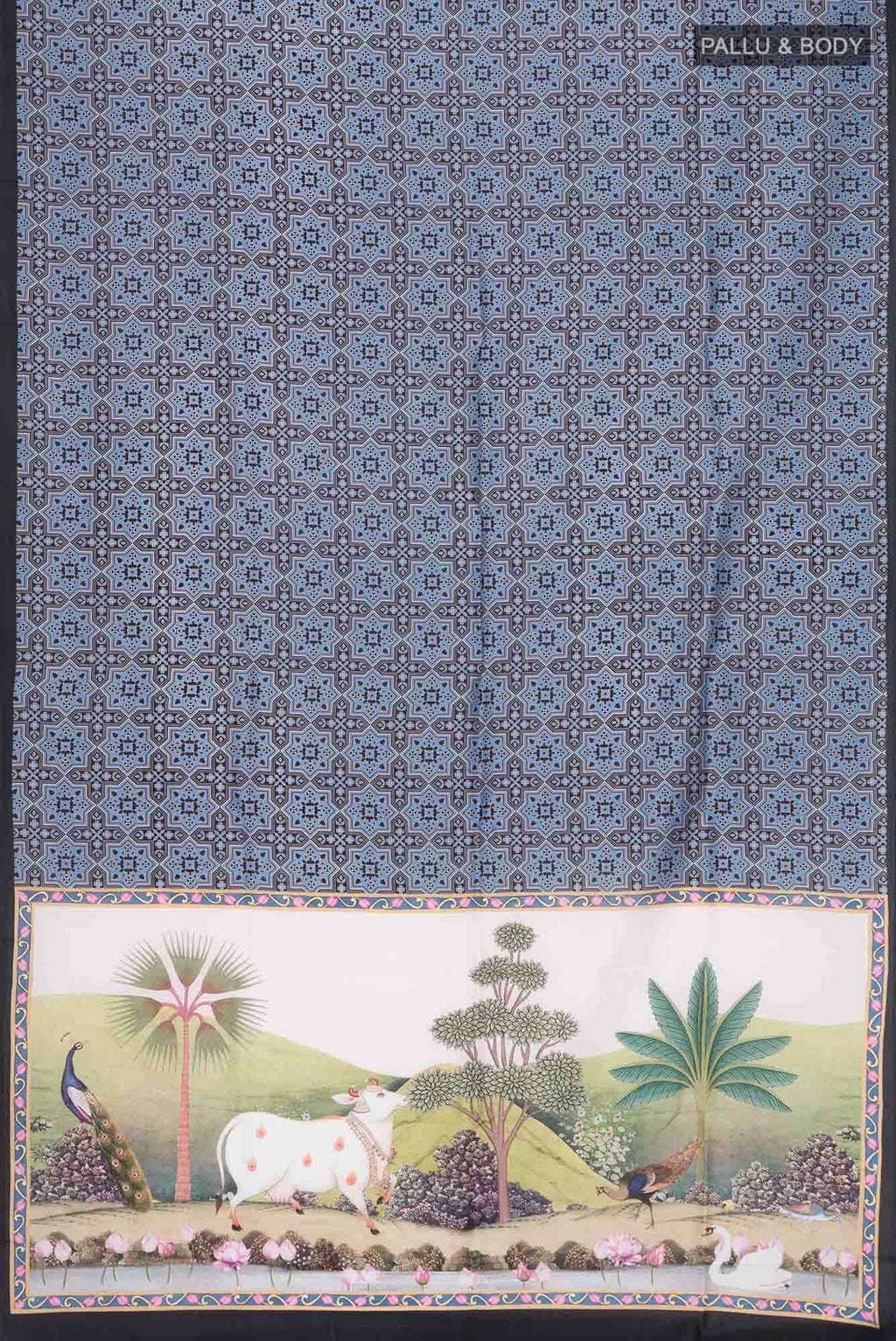 Black Printed Silk Saree