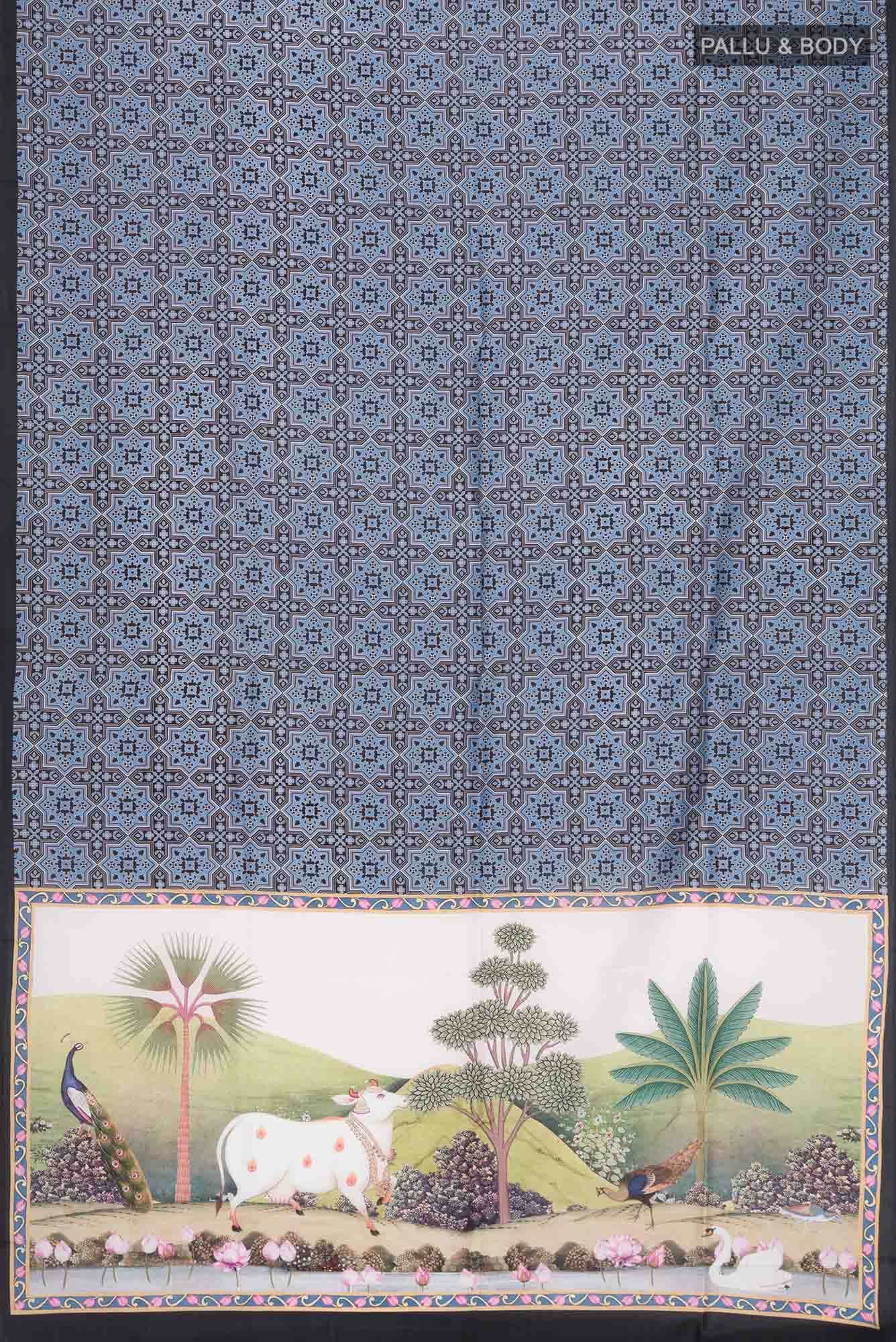 Black Printed Silk Saree