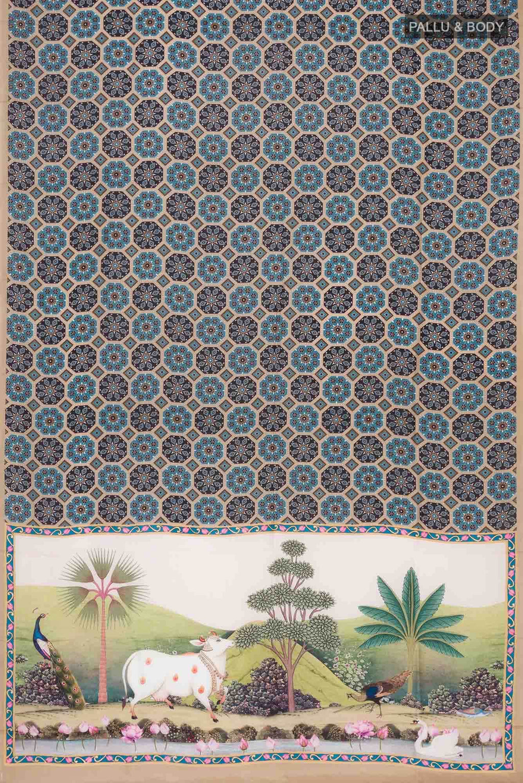 Green Printed Silk Saree