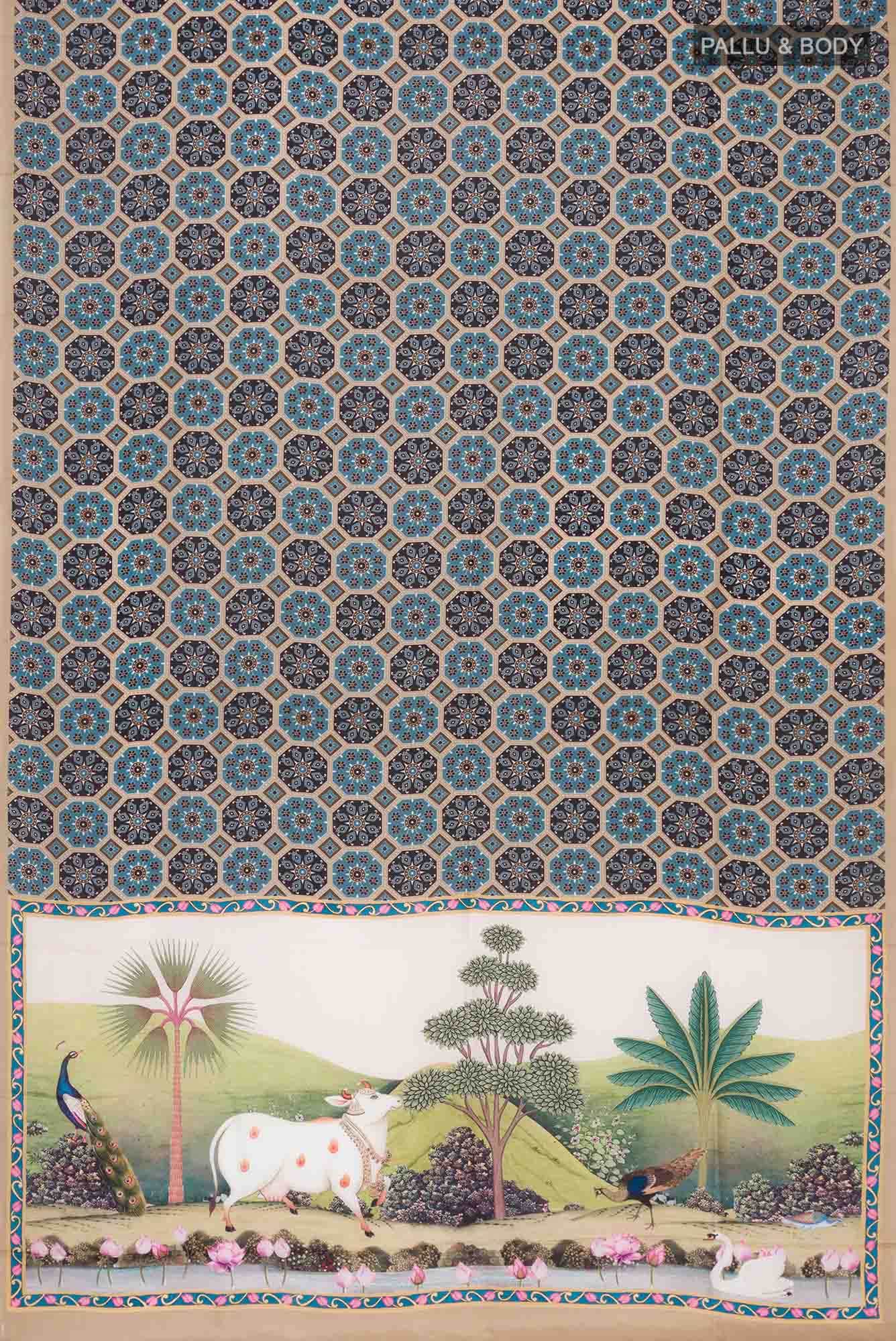 Green Printed Silk Saree
