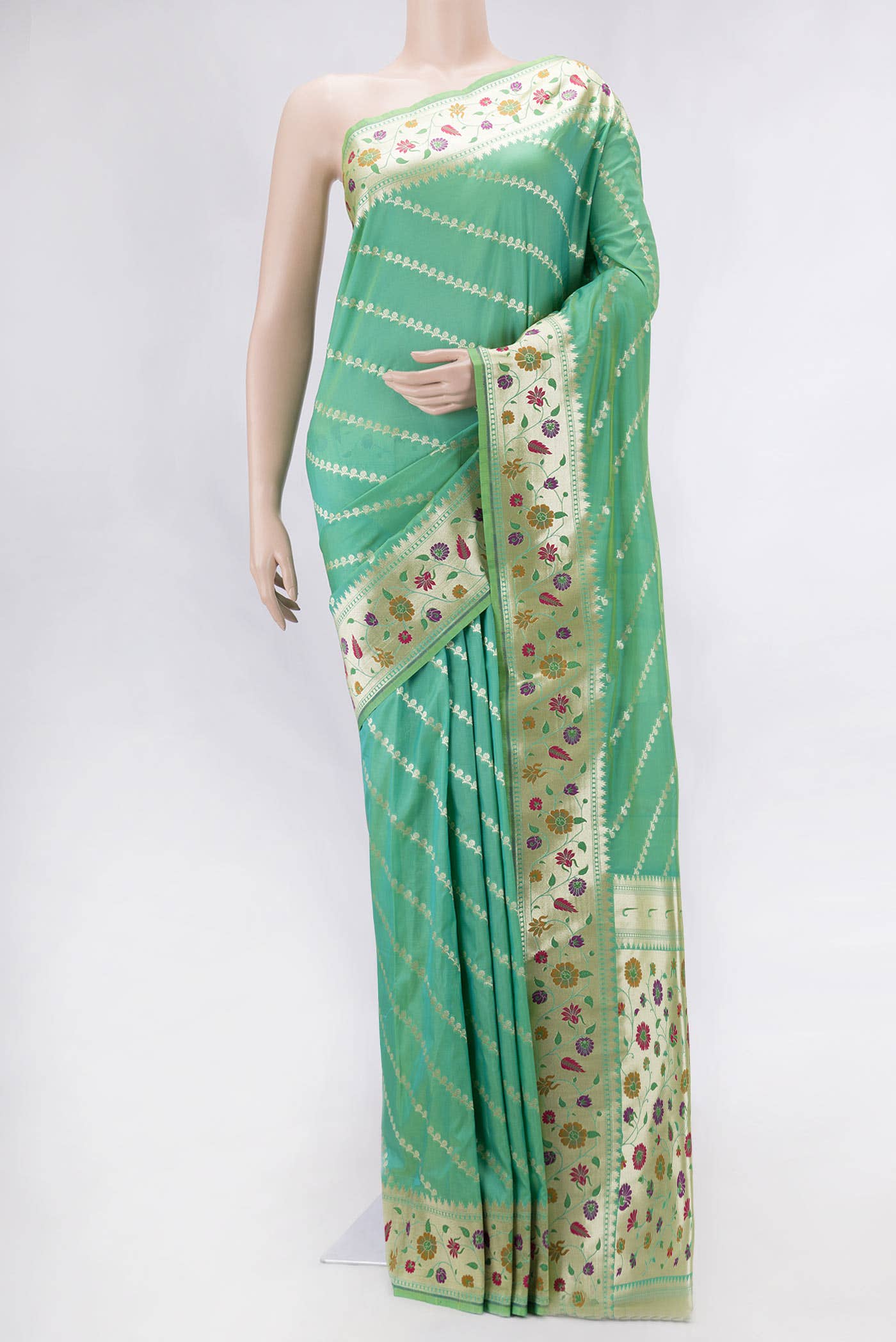 Green Dual Tone Blended Banarasi Silk Saree