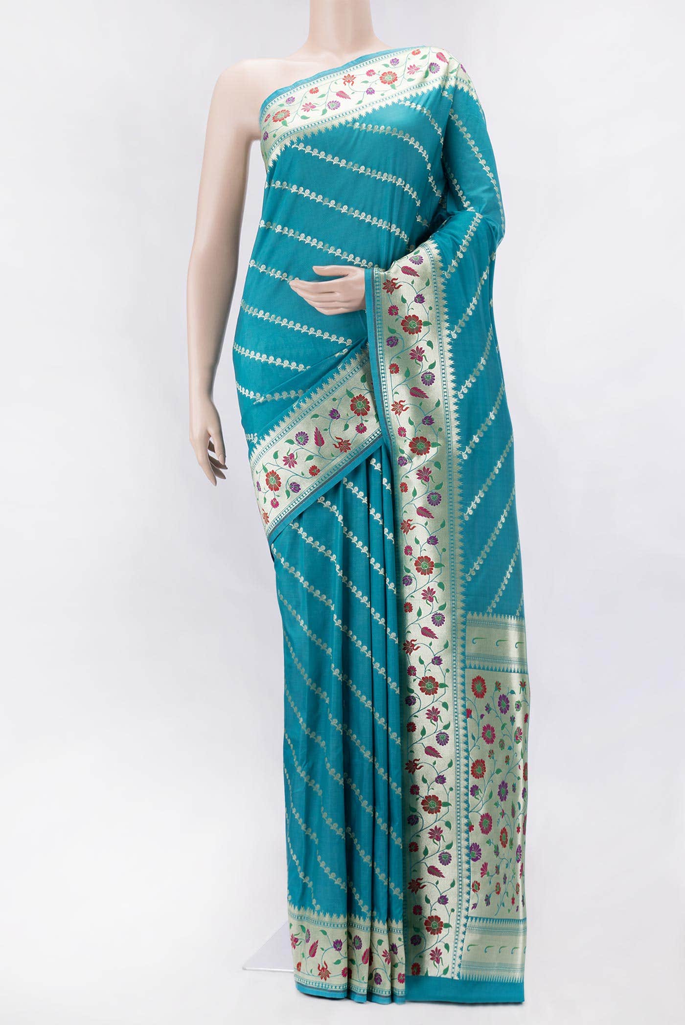 Blue Dual Tone Blended Banarasi Silk Saree