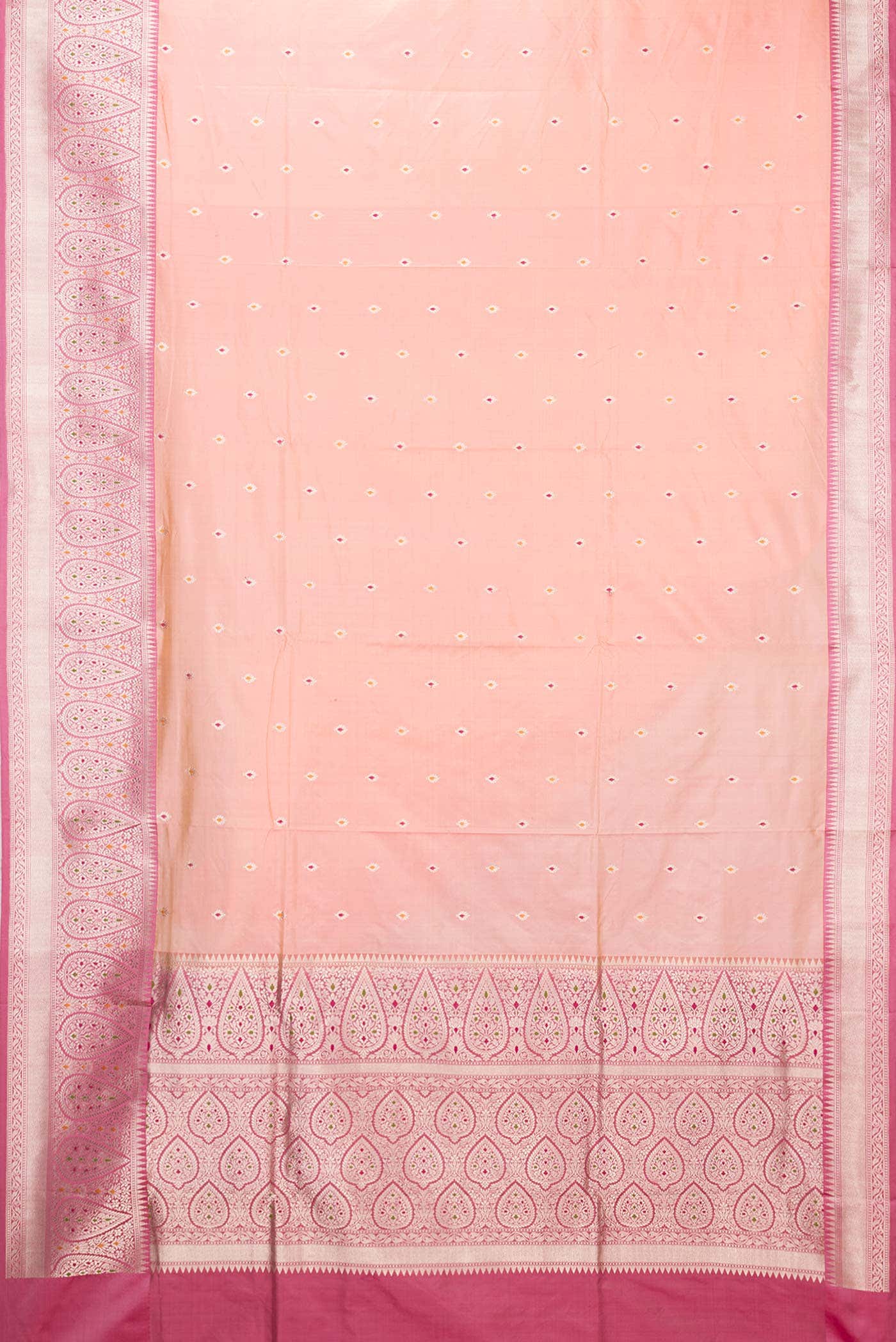 Golden Peach Dual Tone Banarasi Silk Saree