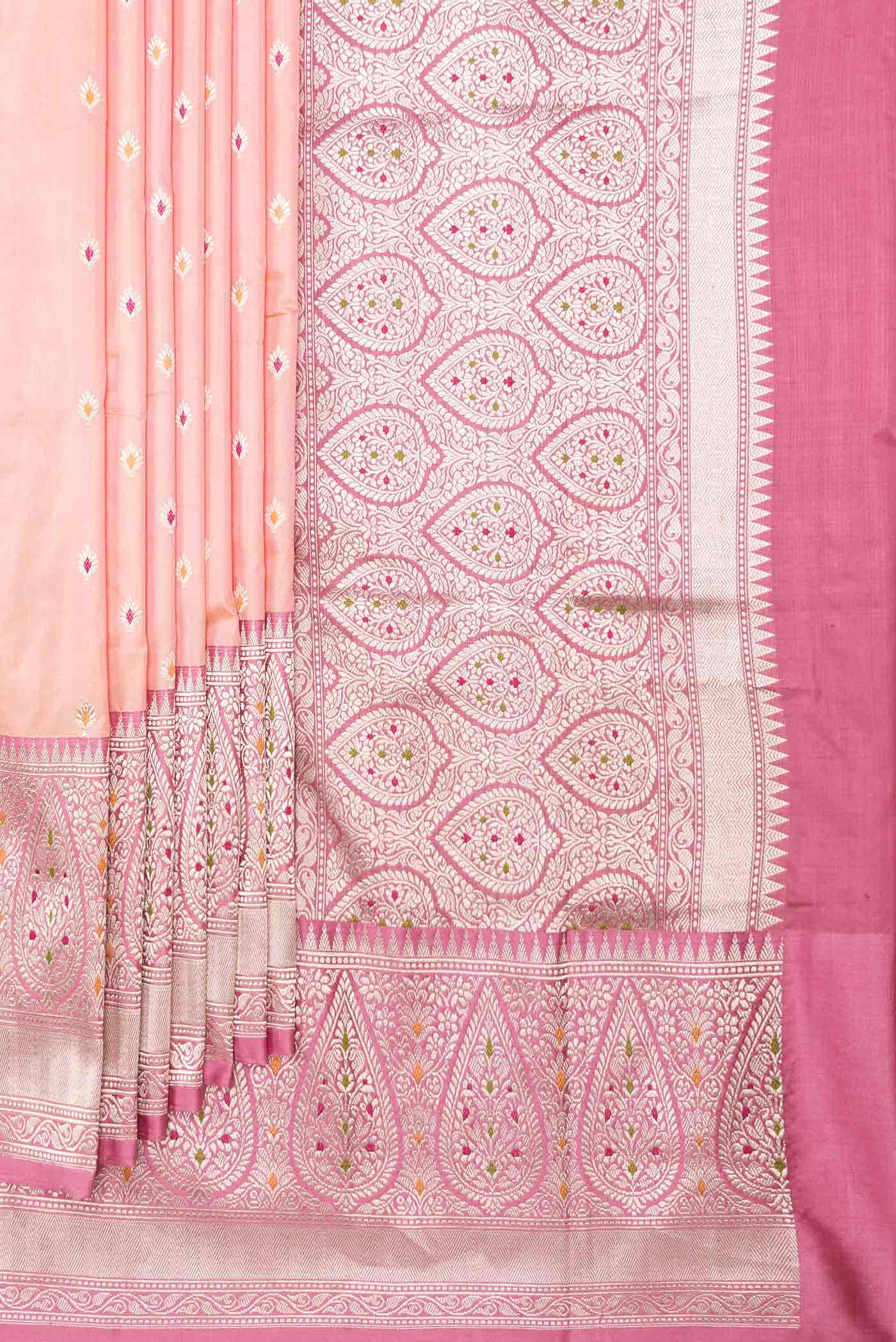 Golden Peach Dual Tone Banarasi Silk Saree