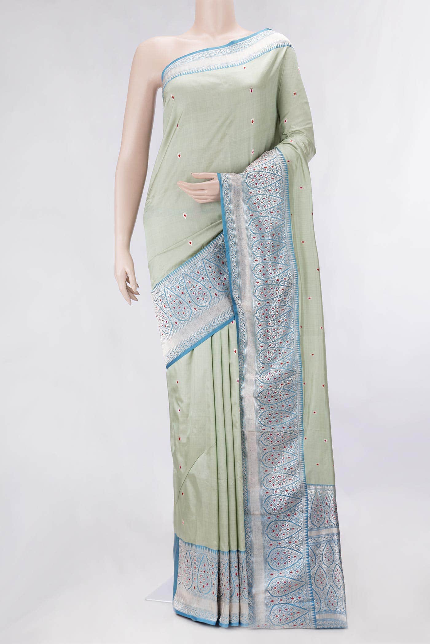 Light Green Dual Tone Banarasi Silk Saree