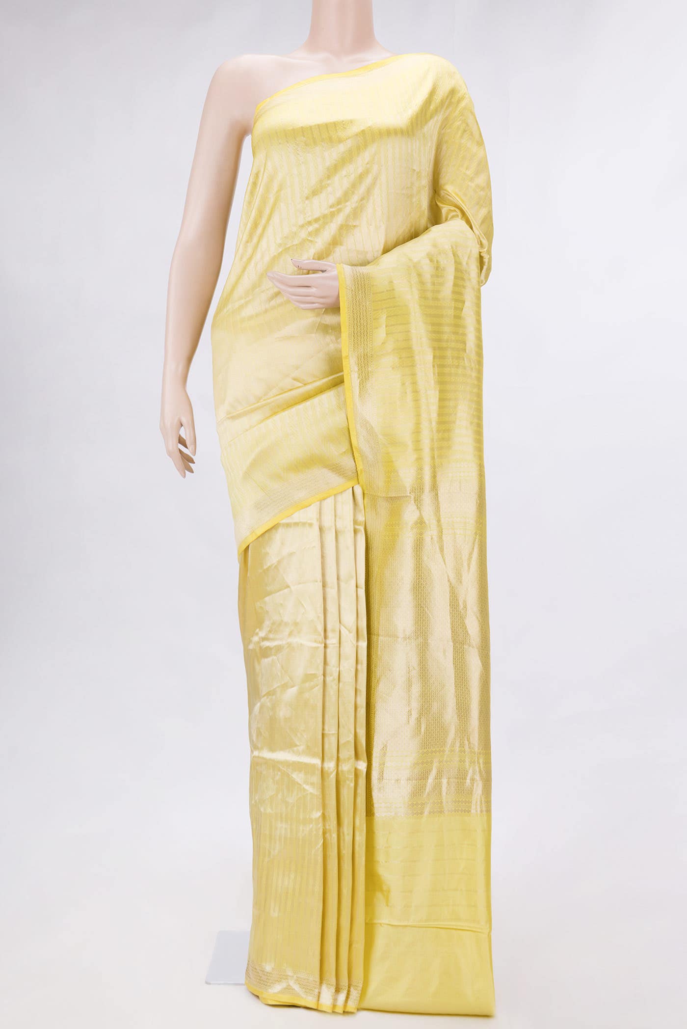 Yellow Dual Tone Banarasi Silk Saree