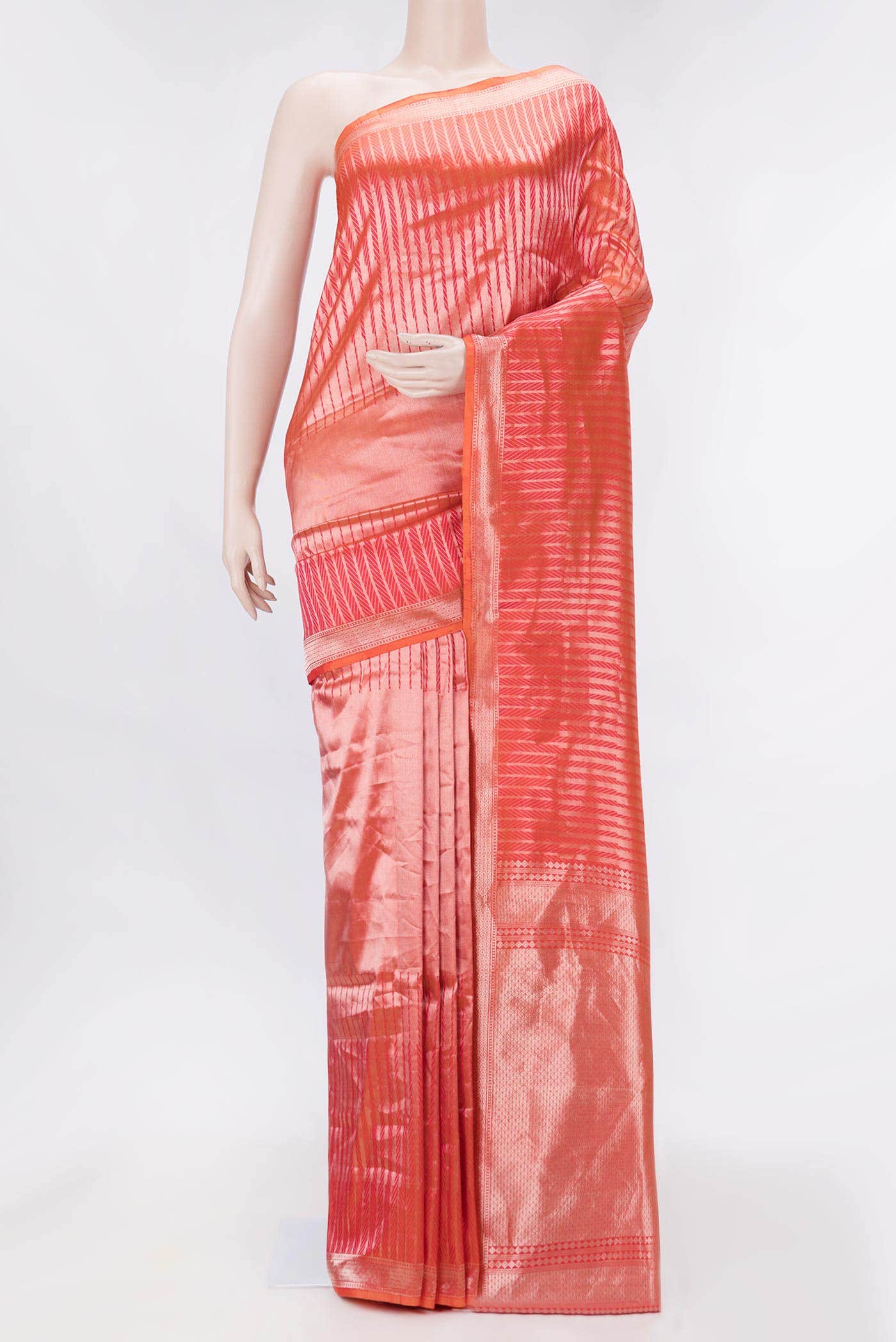 Orange Dual Tone Banarasi Silk Saree