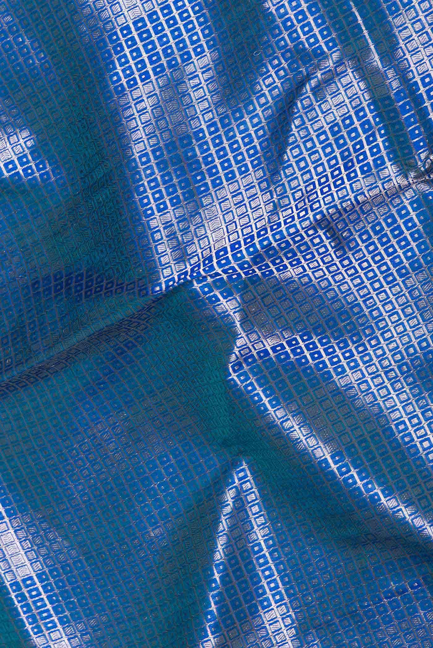 Peacock Blue Dual Tone Banarasi Silk Saree
