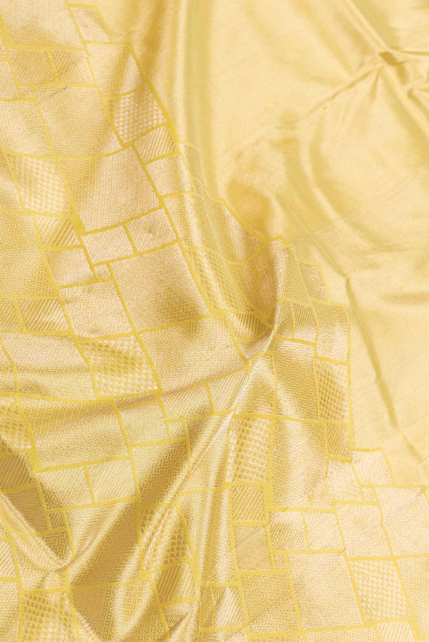 Lemon Yellow Dual Tone Banarasi Silk Saree
