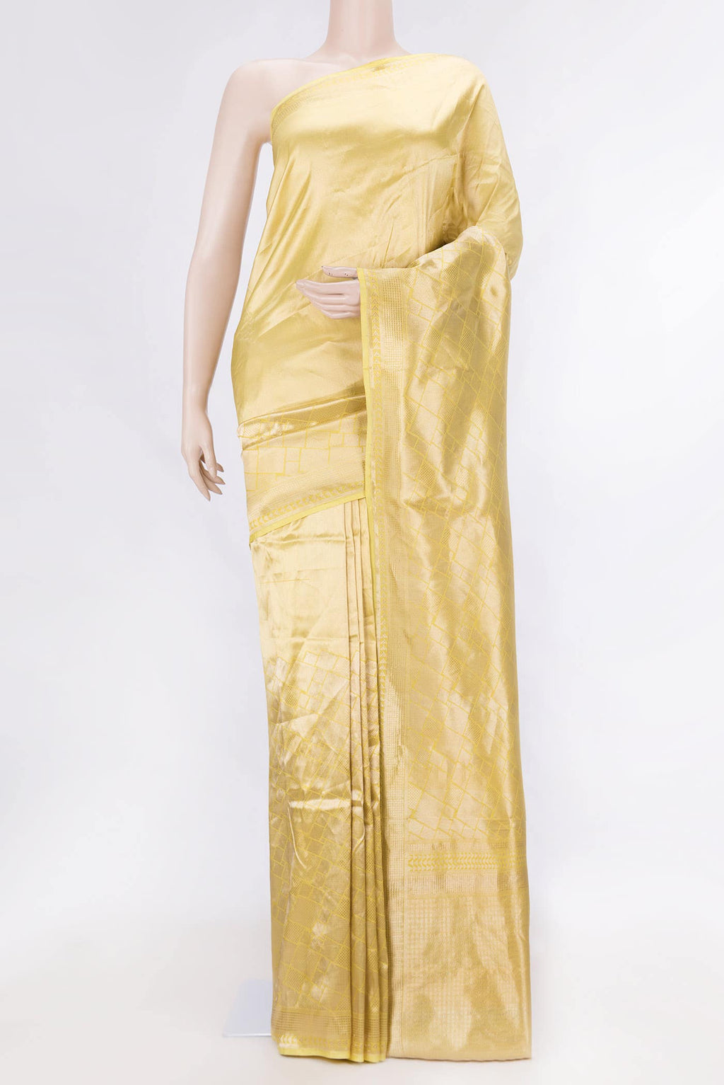 Lemon Yellow Dual Tone Banarasi Silk Saree