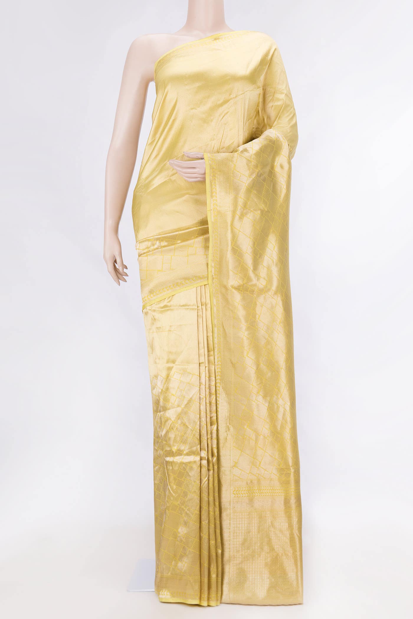 Lemon Yellow Dual Tone Banarasi Silk Saree