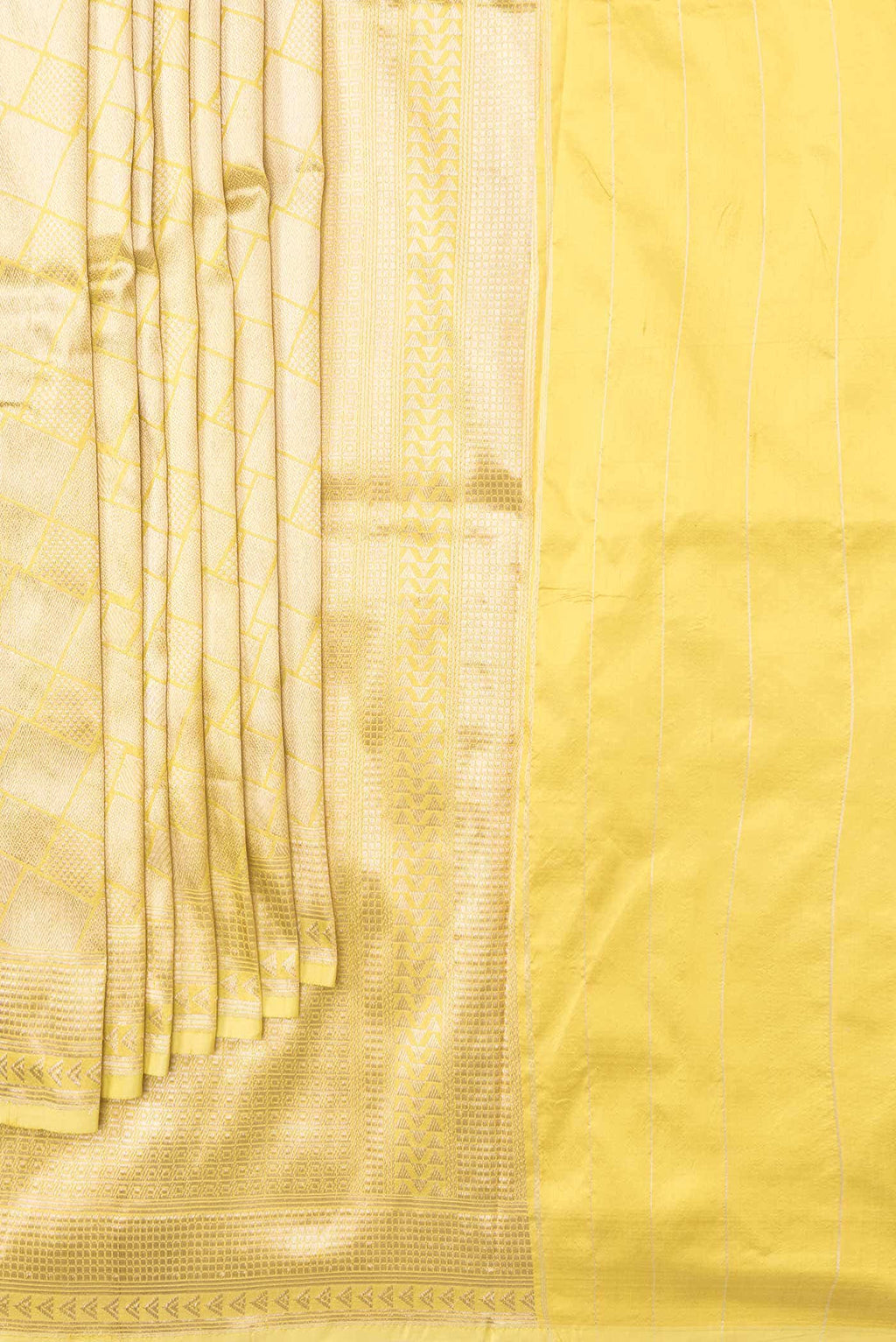 Lemon Yellow Dual Tone Banarasi Silk Saree