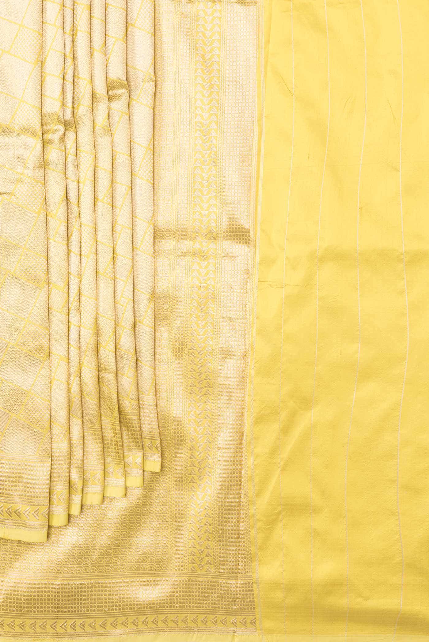 Lemon Yellow Dual Tone Banarasi Silk Saree