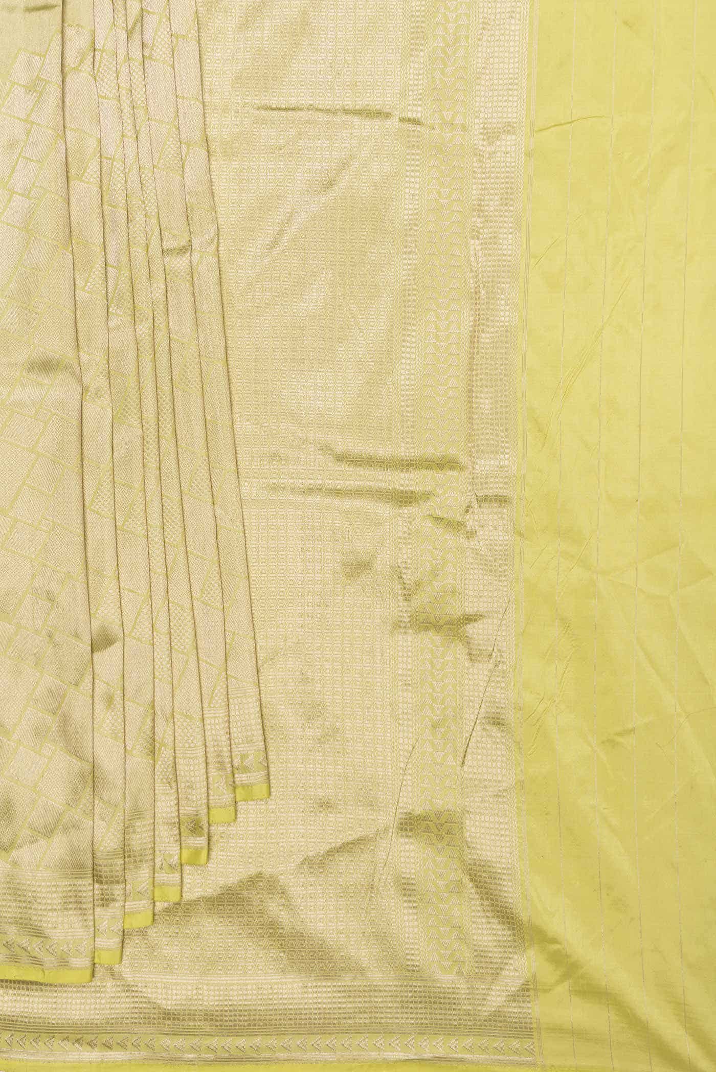 Lemon Yellow Dual Tone Banarasi Silk Saree