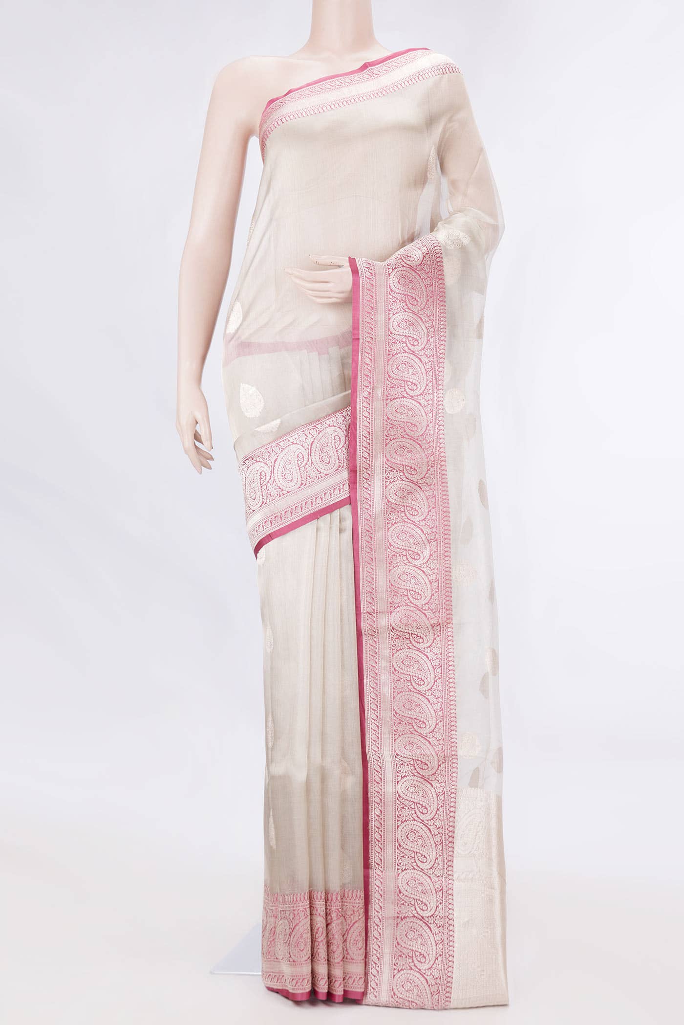 Silver Dual Tone Banarasi Silk Saree