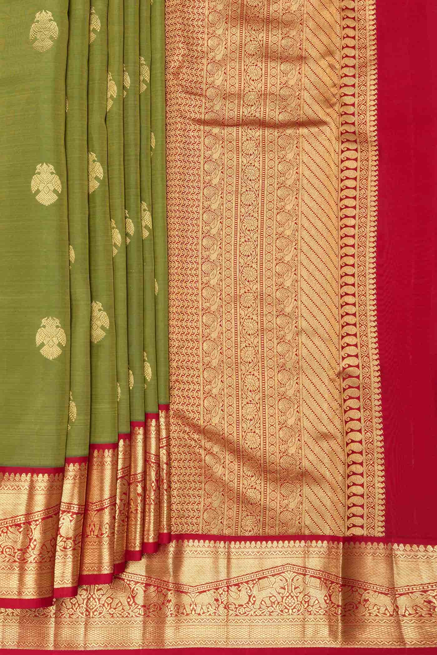 Green Dual Tone Kanchipuram Silk Saree