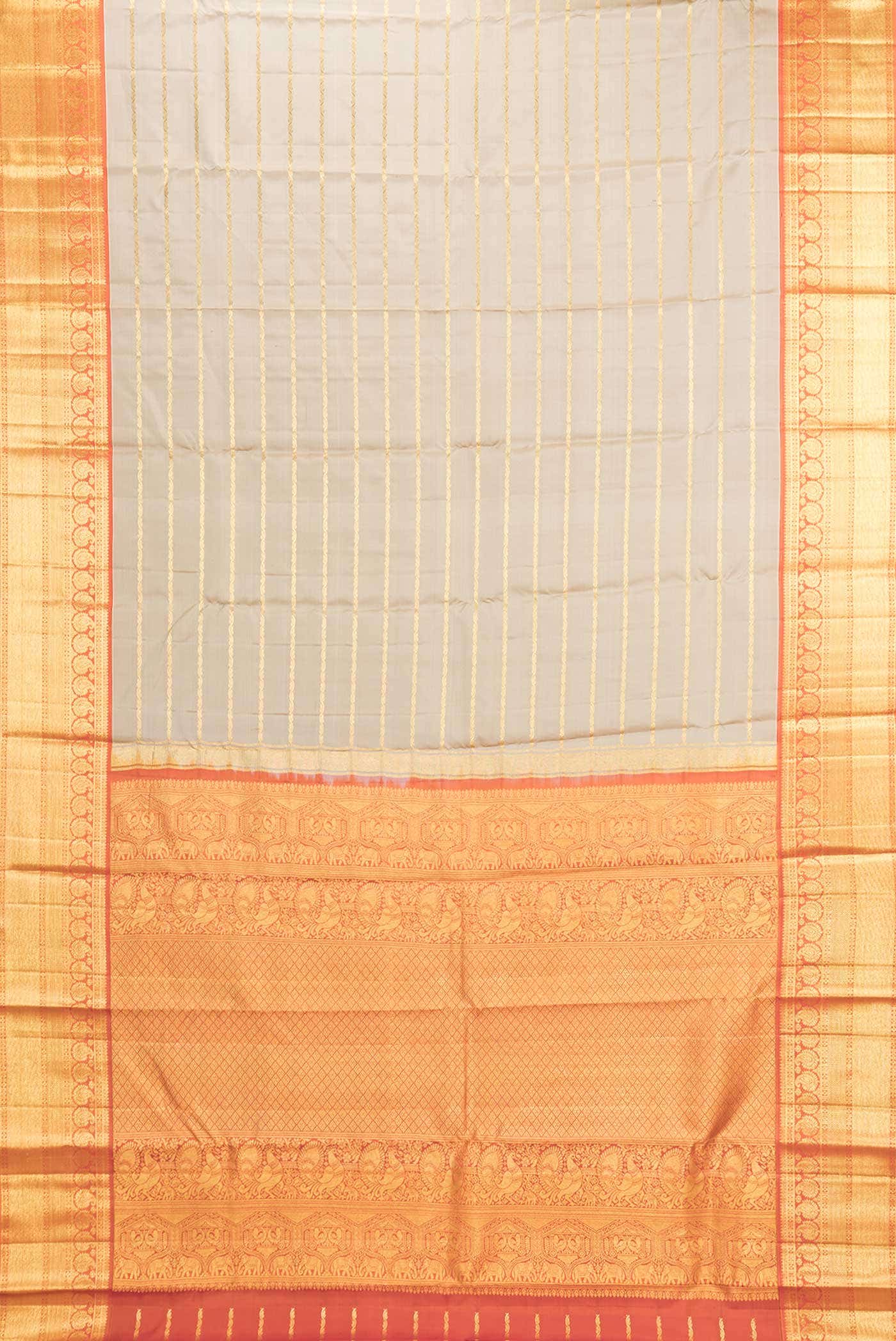 Beige Dual Tone Kanchipuram Silk Saree