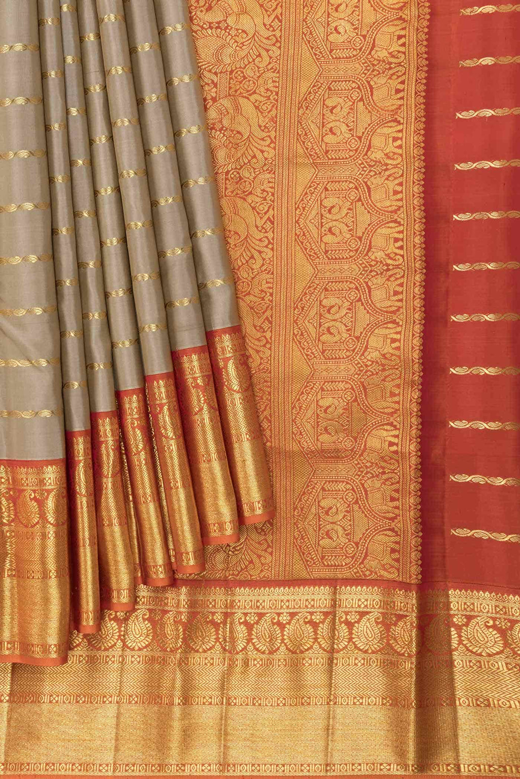 Beige Dual Tone Kanchipuram Silk Saree