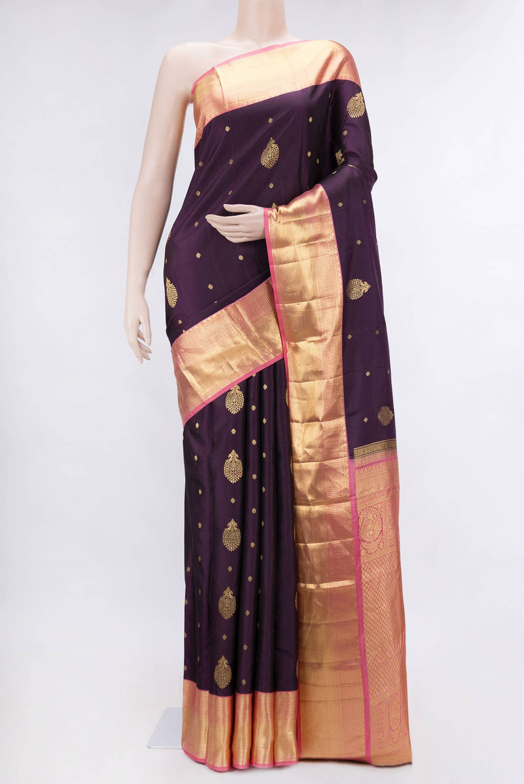 Burgundy Dual Tone Kanchipuram Silk Saree