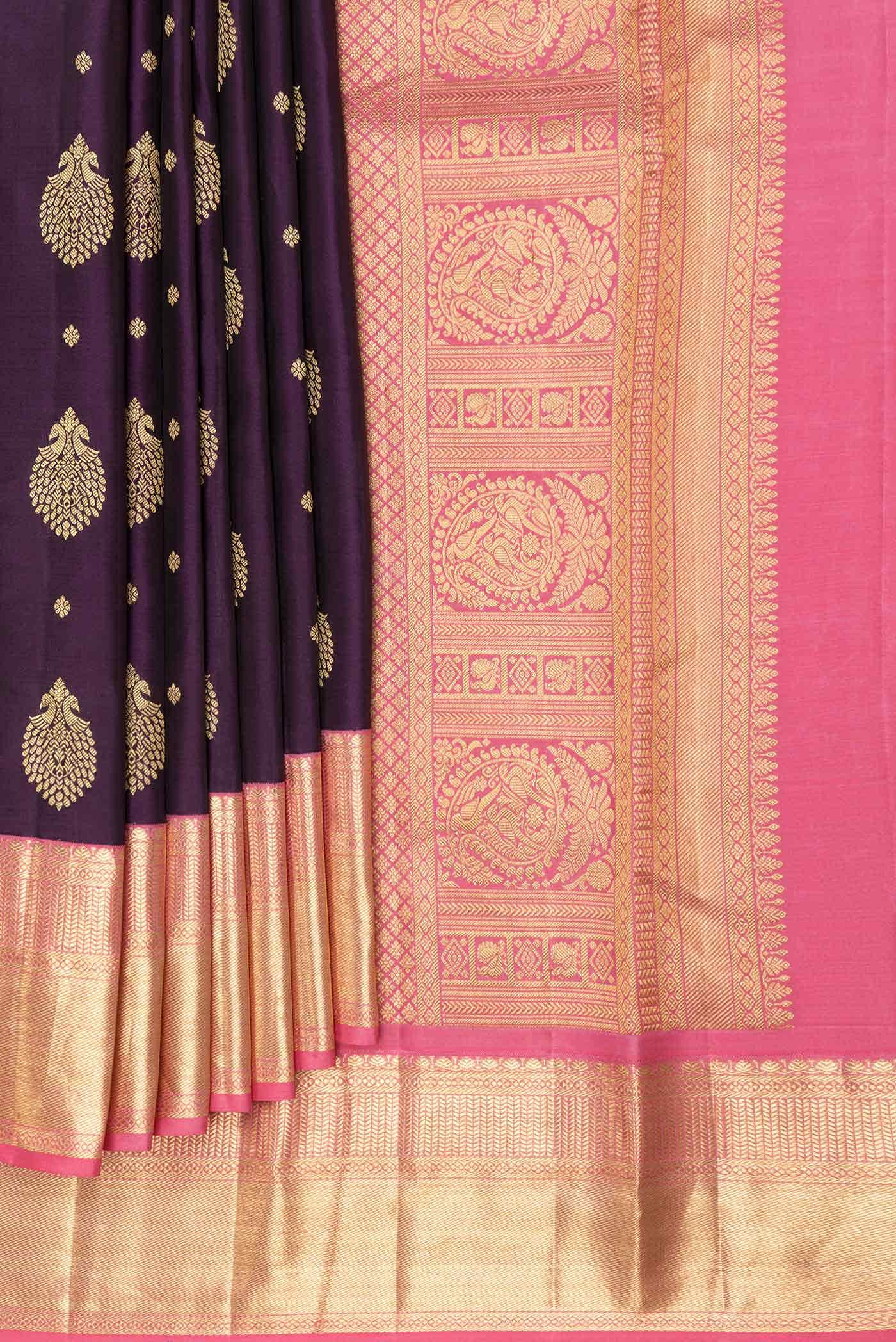 Burgundy Dual Tone Kanchipuram Silk Saree