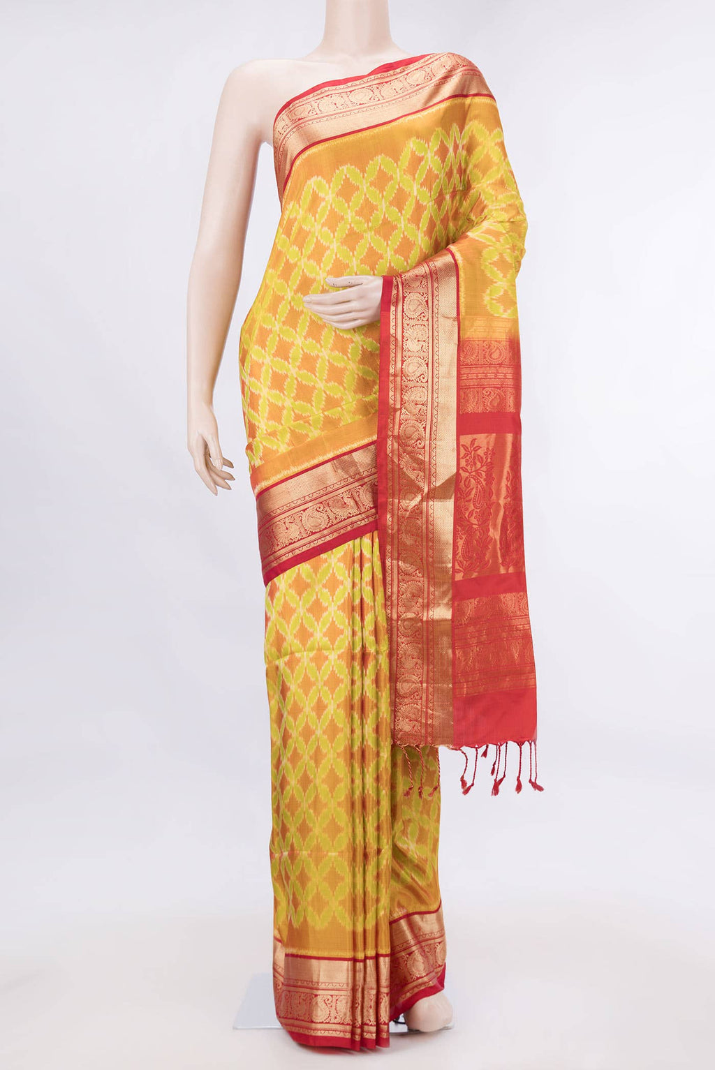 Yellow Dual Tone Soft Silk Saree