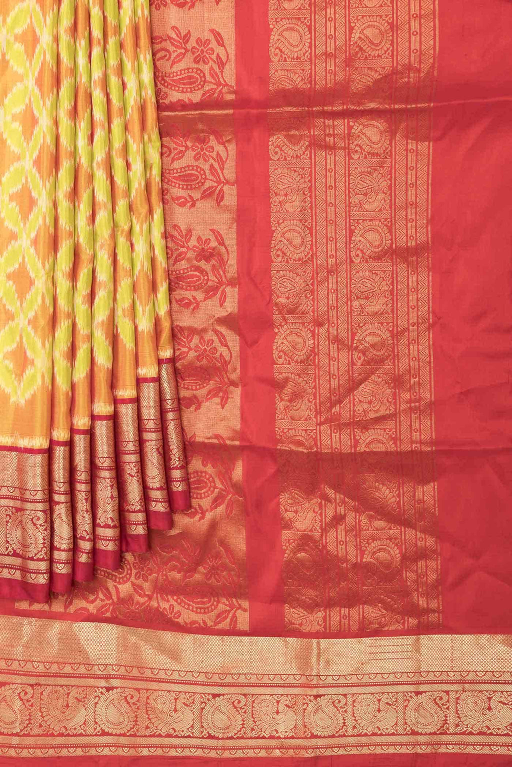 Yellow Dual Tone Soft Silk Saree