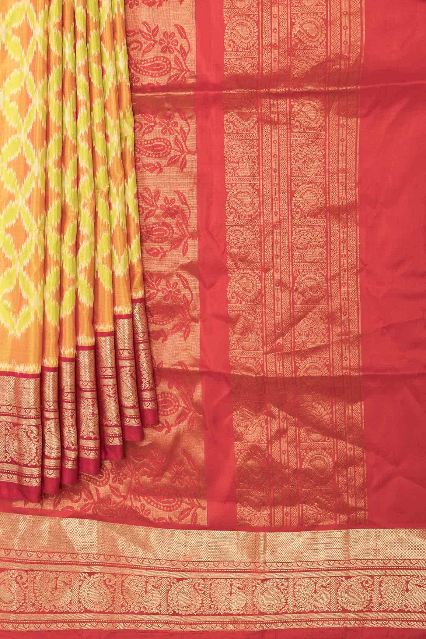 Yellow Dual Tone Soft Silk Saree