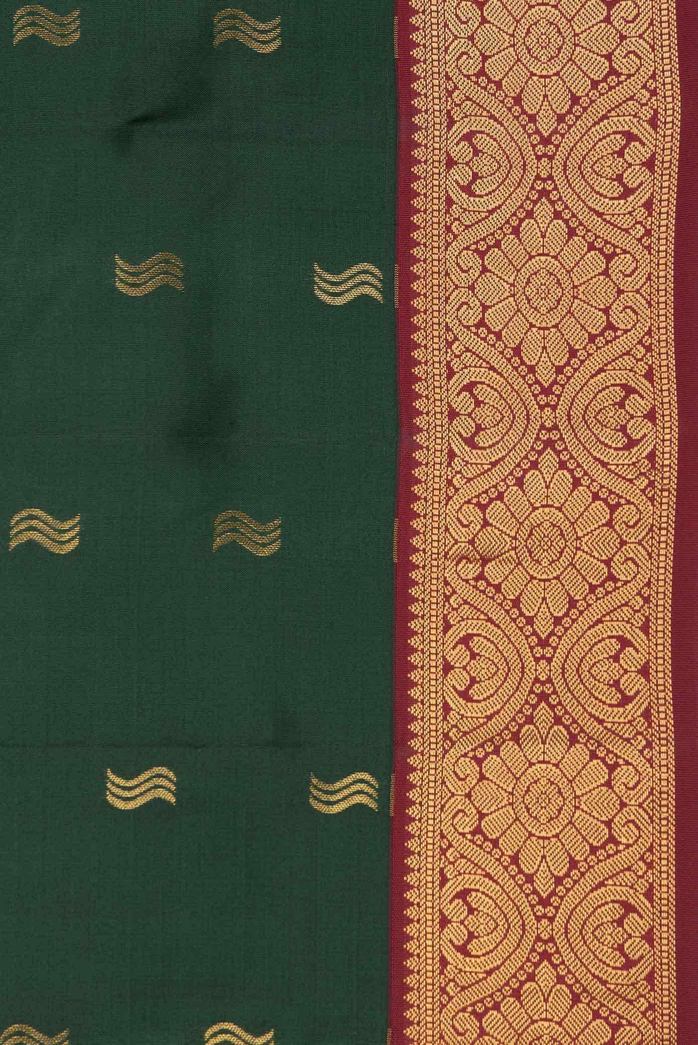 Bottle Green Dual Tone Kanchipuram Silk Saree