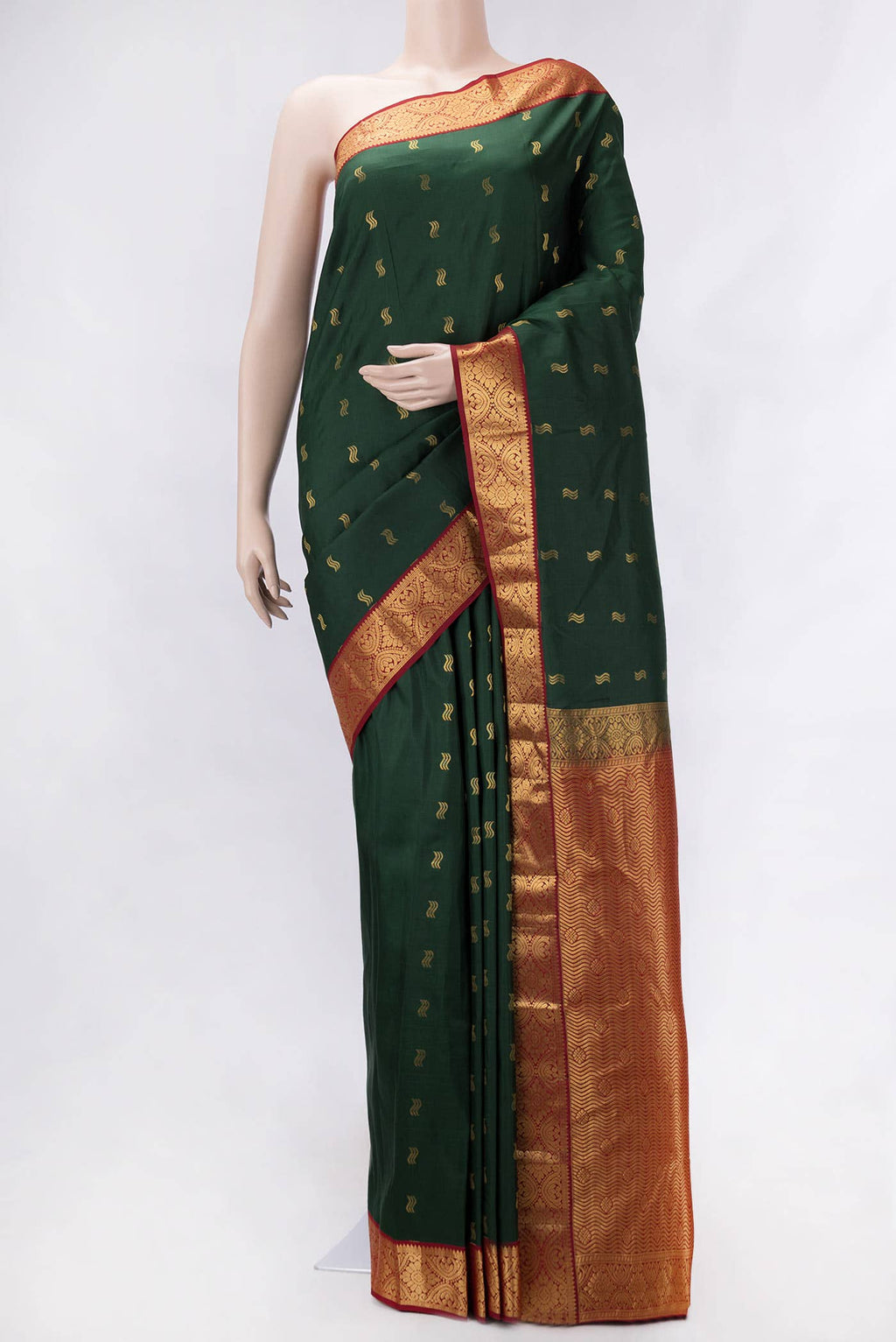 Bottle Green Dual Tone Kanchipuram Silk Saree
