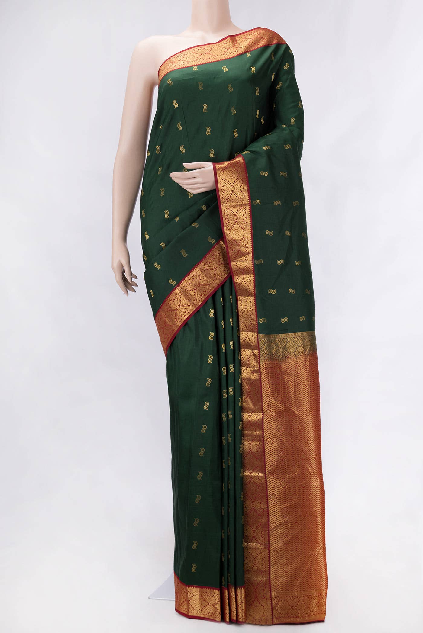 Bottle Green Dual Tone Kanchipuram Silk Saree