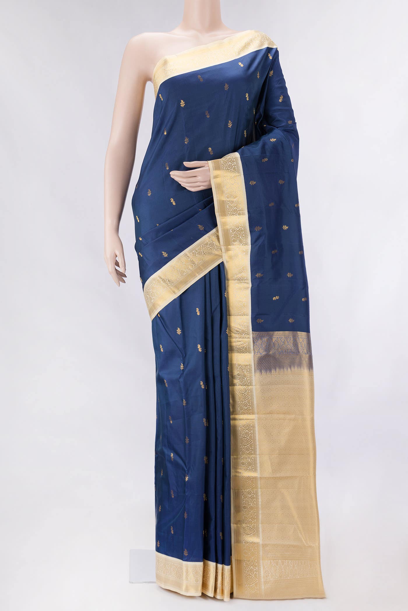 Navy Blue Dual Tone Kanchipuram Silk Saree