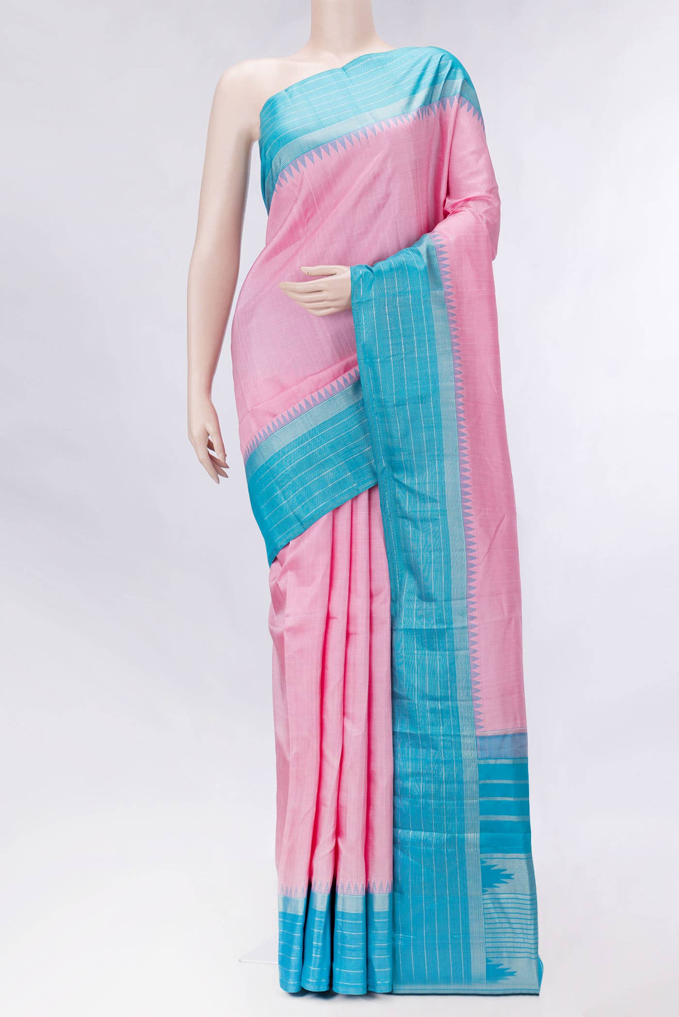 Pink Dual Tone Kanchipuram Silk Saree