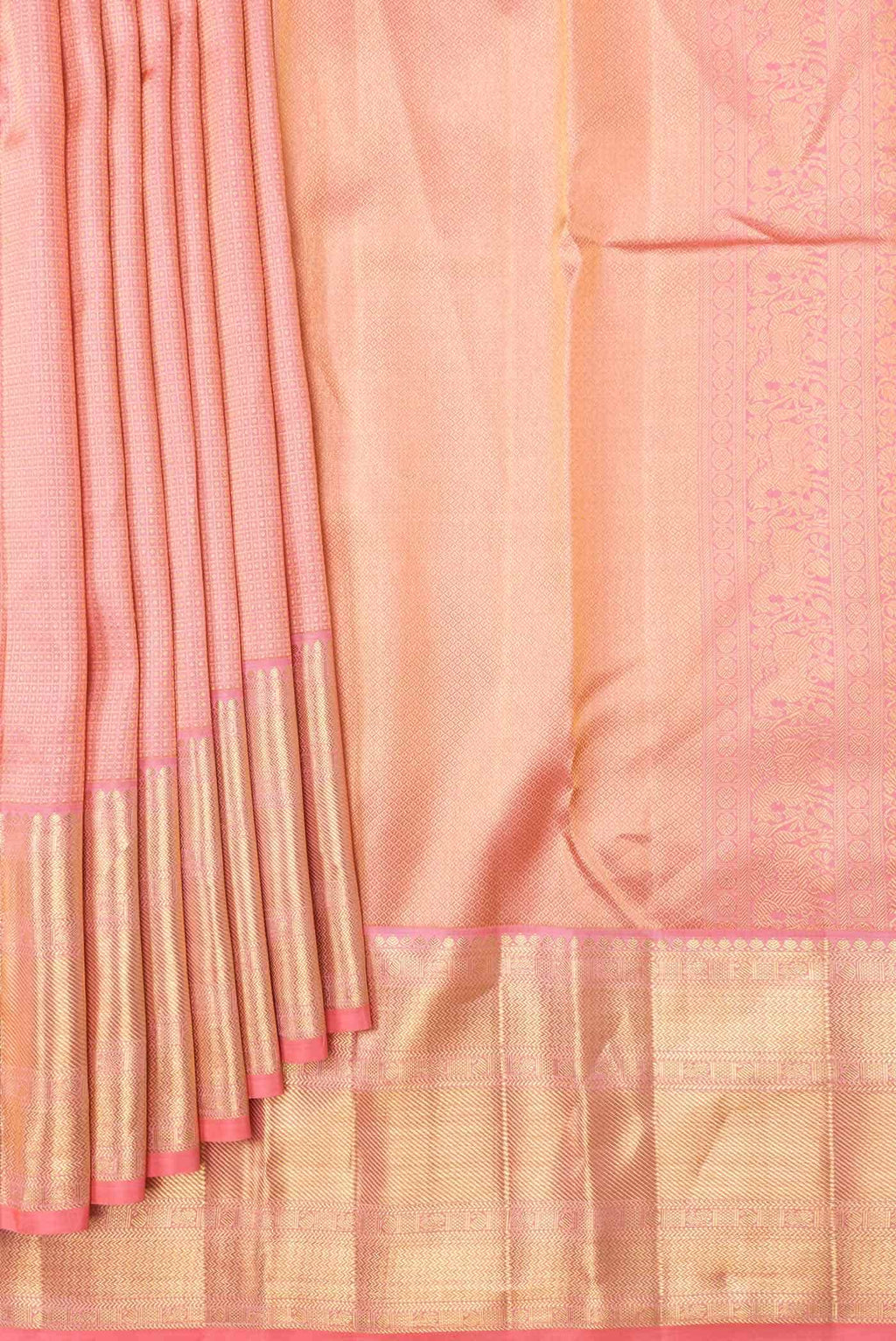 Pink Dual Tone Kanchipuram Silk Saree