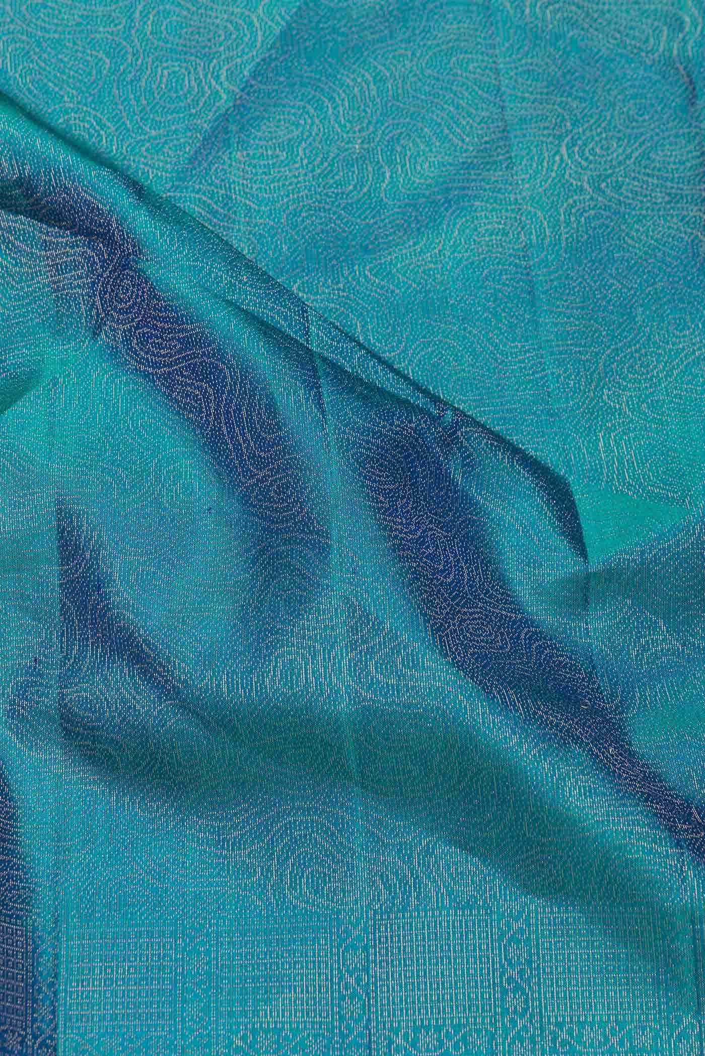 Peacock Blue Dual Tone Soft Silk Saree