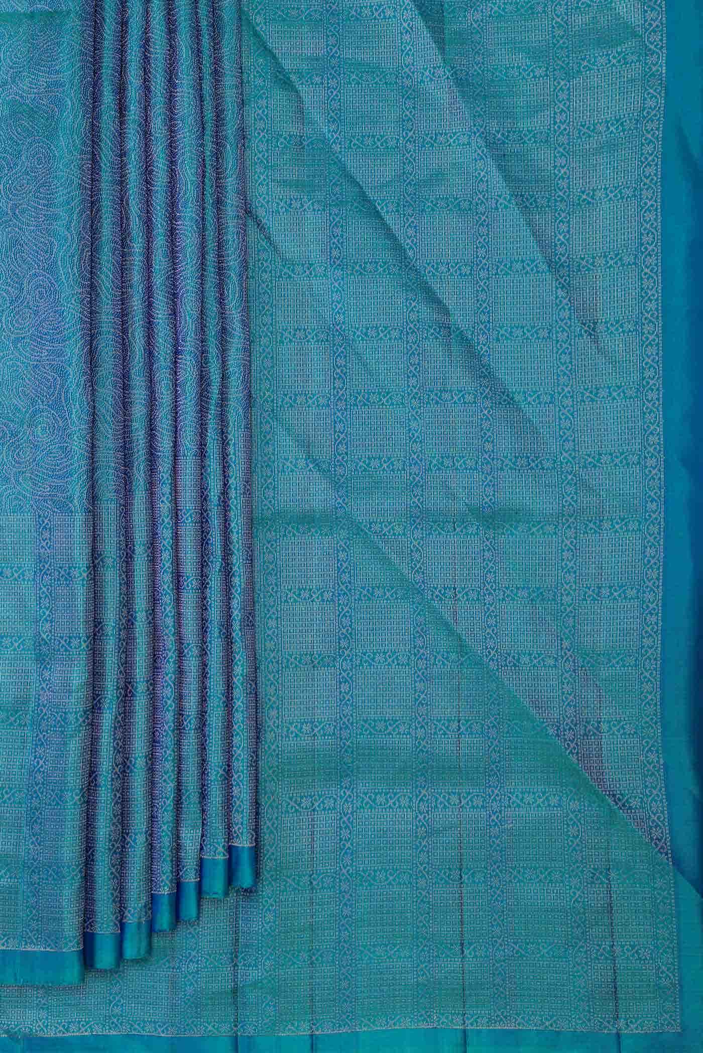 Peacock Blue Dual Tone Soft Silk Saree