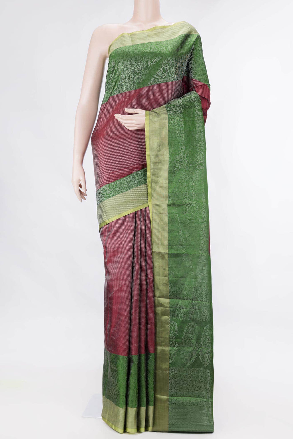 Maroon Dual Tone Kanchipuram Silk Saree