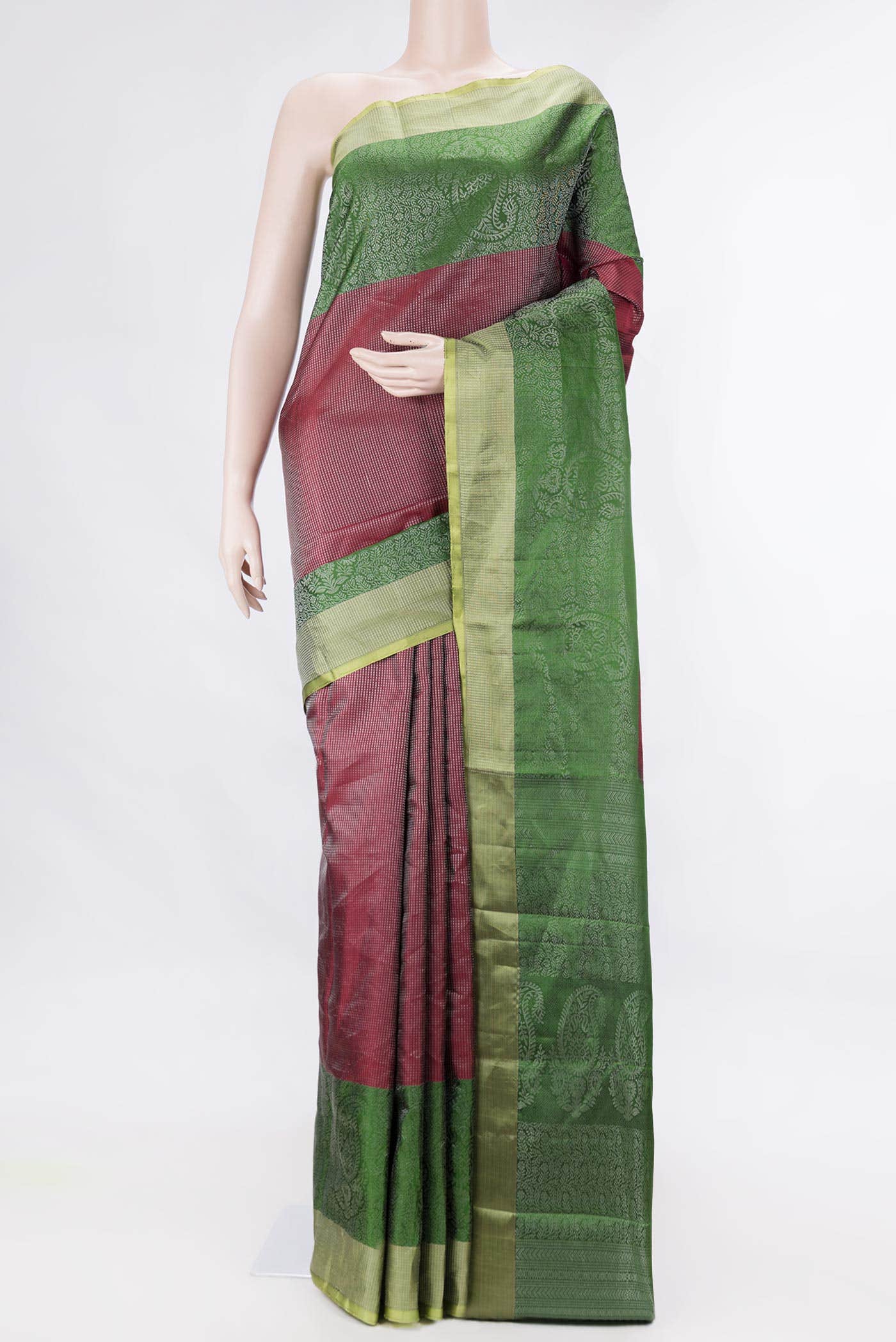 Maroon Dual Tone Kanchipuram Silk Saree