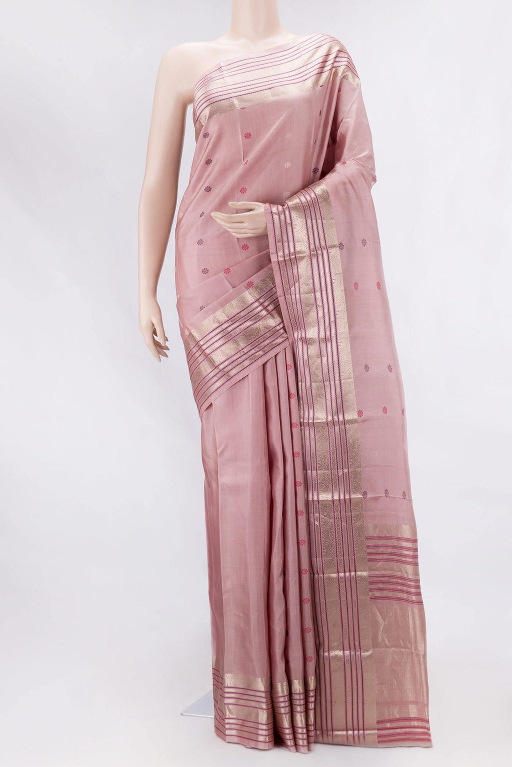 Pink Dual Tone Kanchipuram Silk Saree