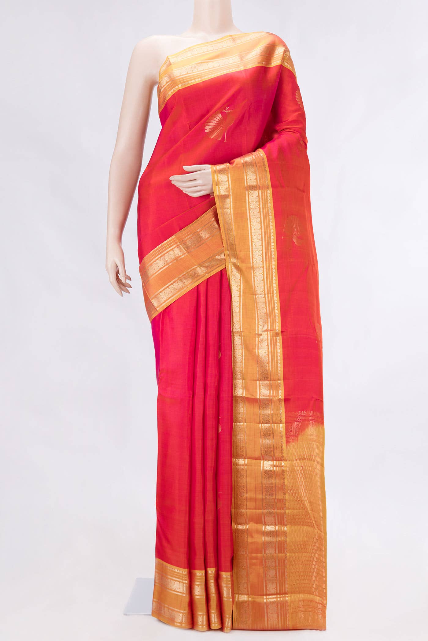 Dark Pink Dual Tone Kanchipuram Silk Saree