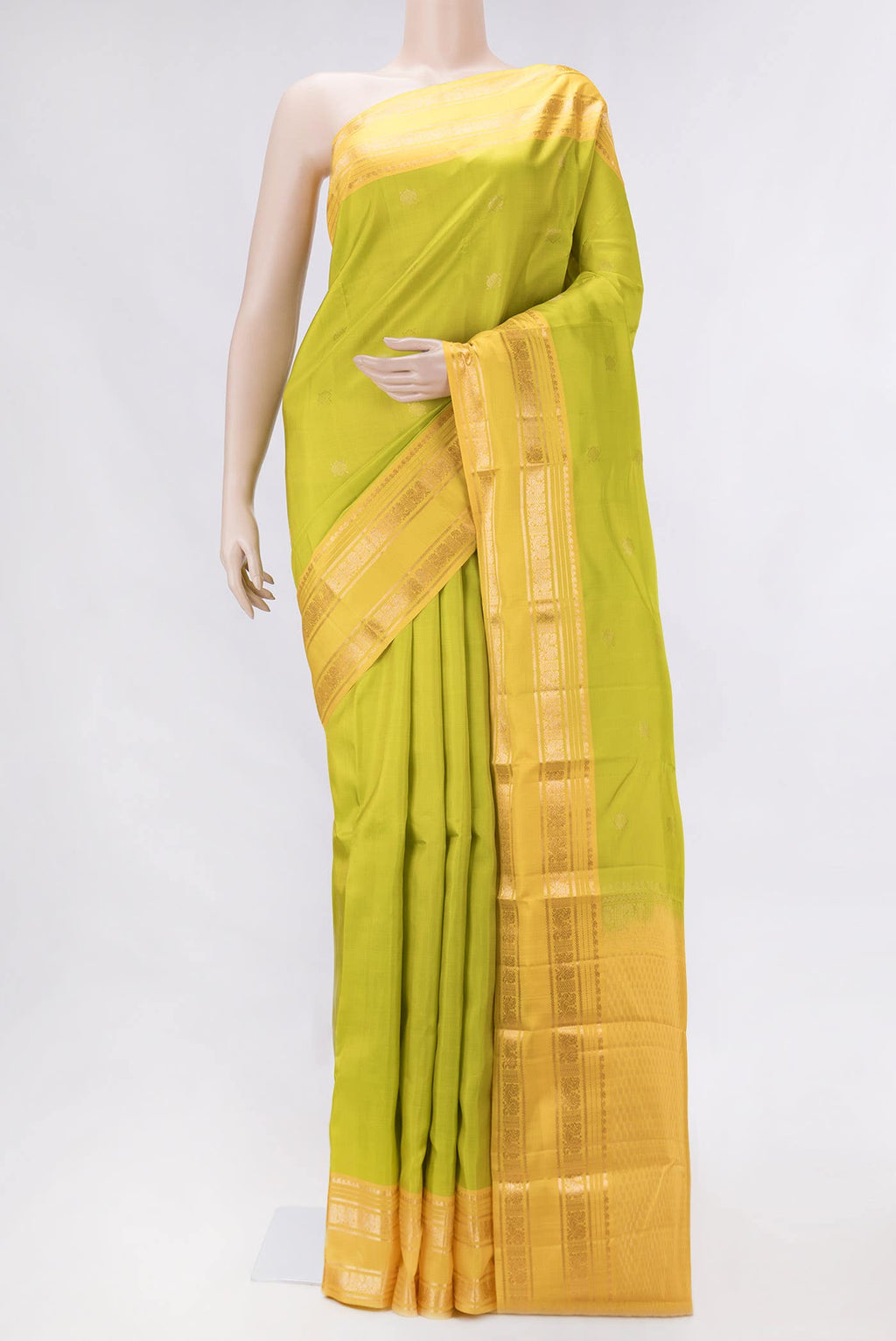 Parrot Green Dual Tone Kanchipuram Silk Saree