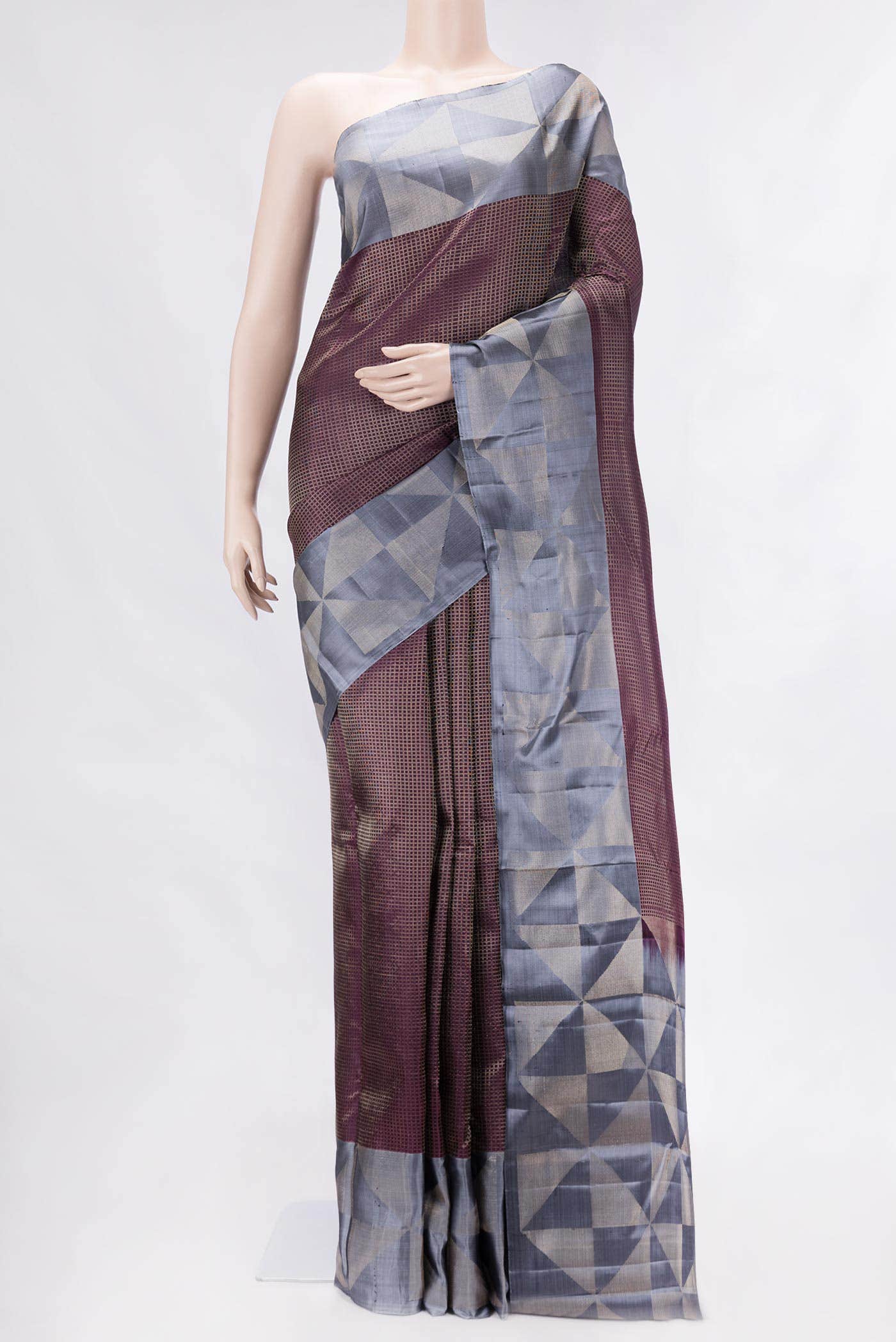 Burgundy Dual Tone Kanchipuram Silk Saree